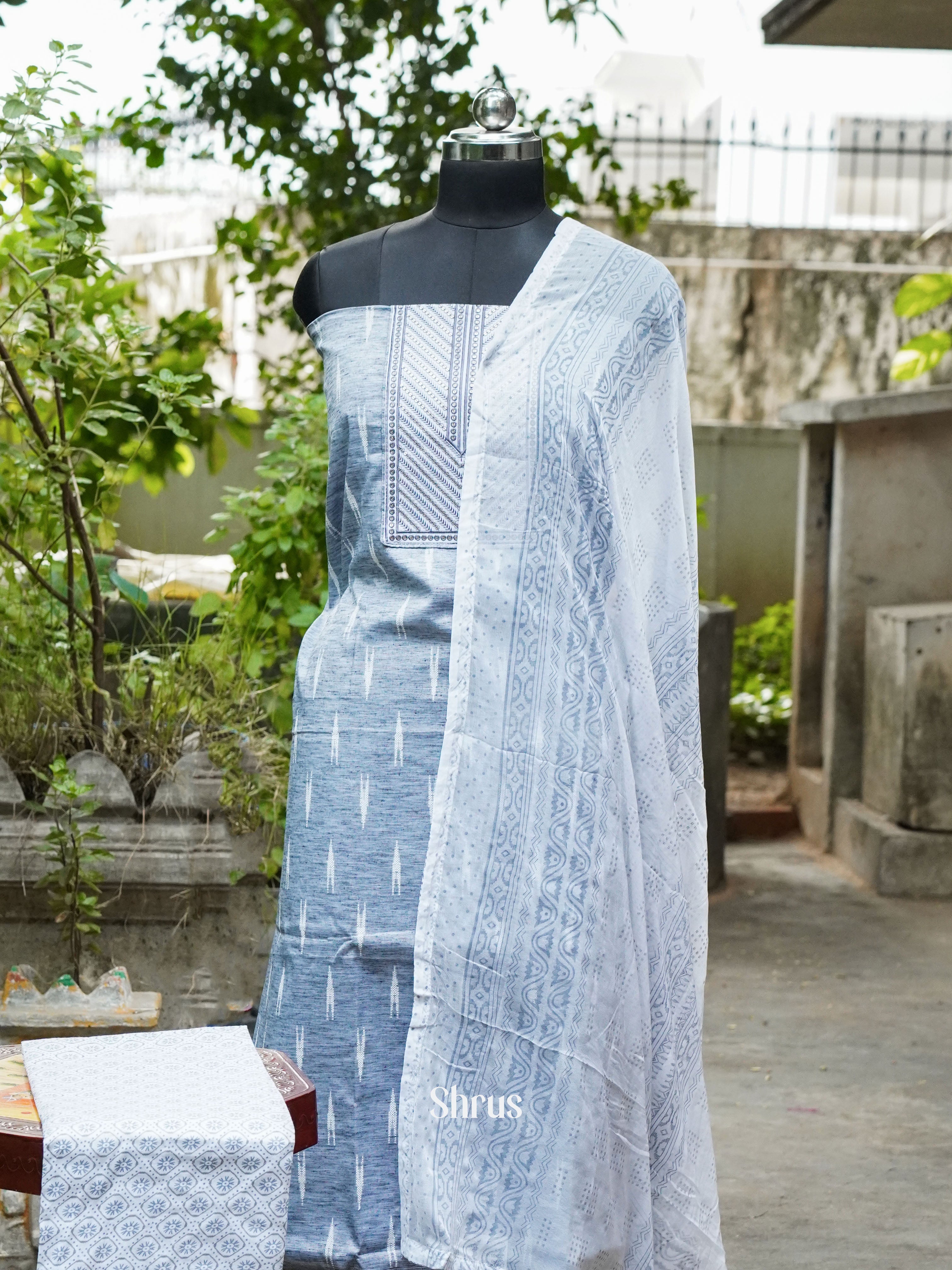 Grey & White - Cotton salwar