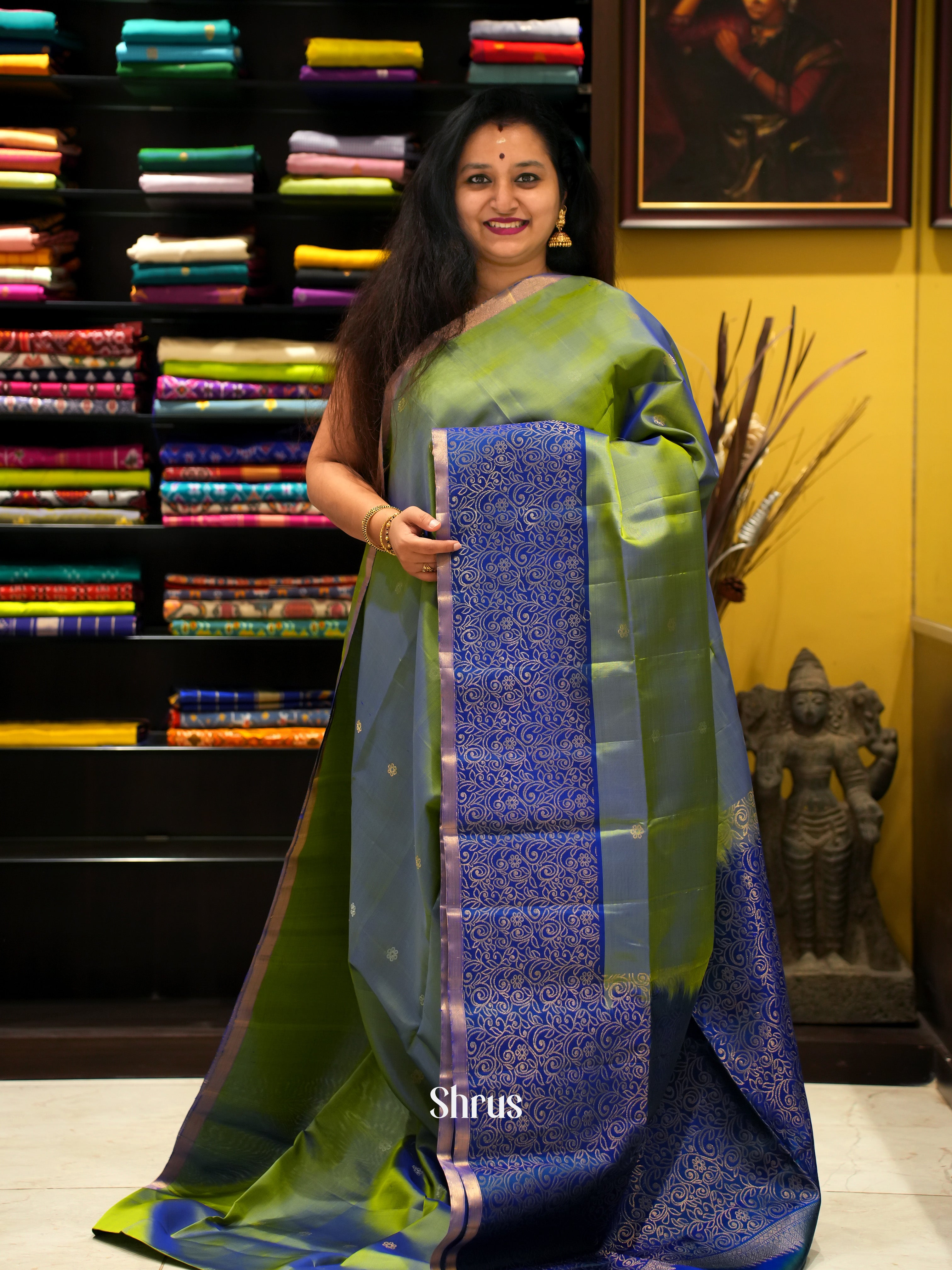 Green & Blue - Soft Silk saree