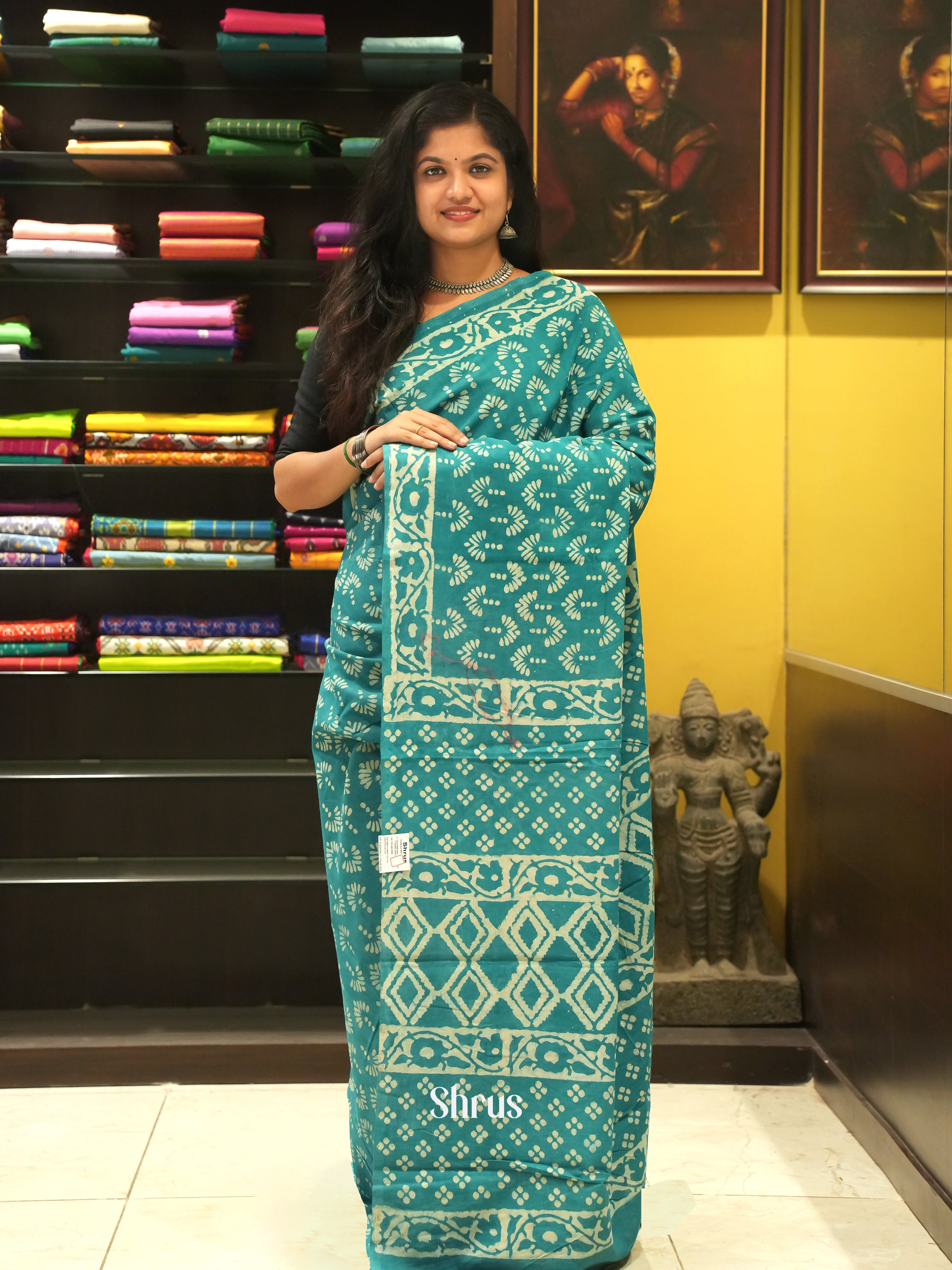 Teal - Jaipur cotton Saree