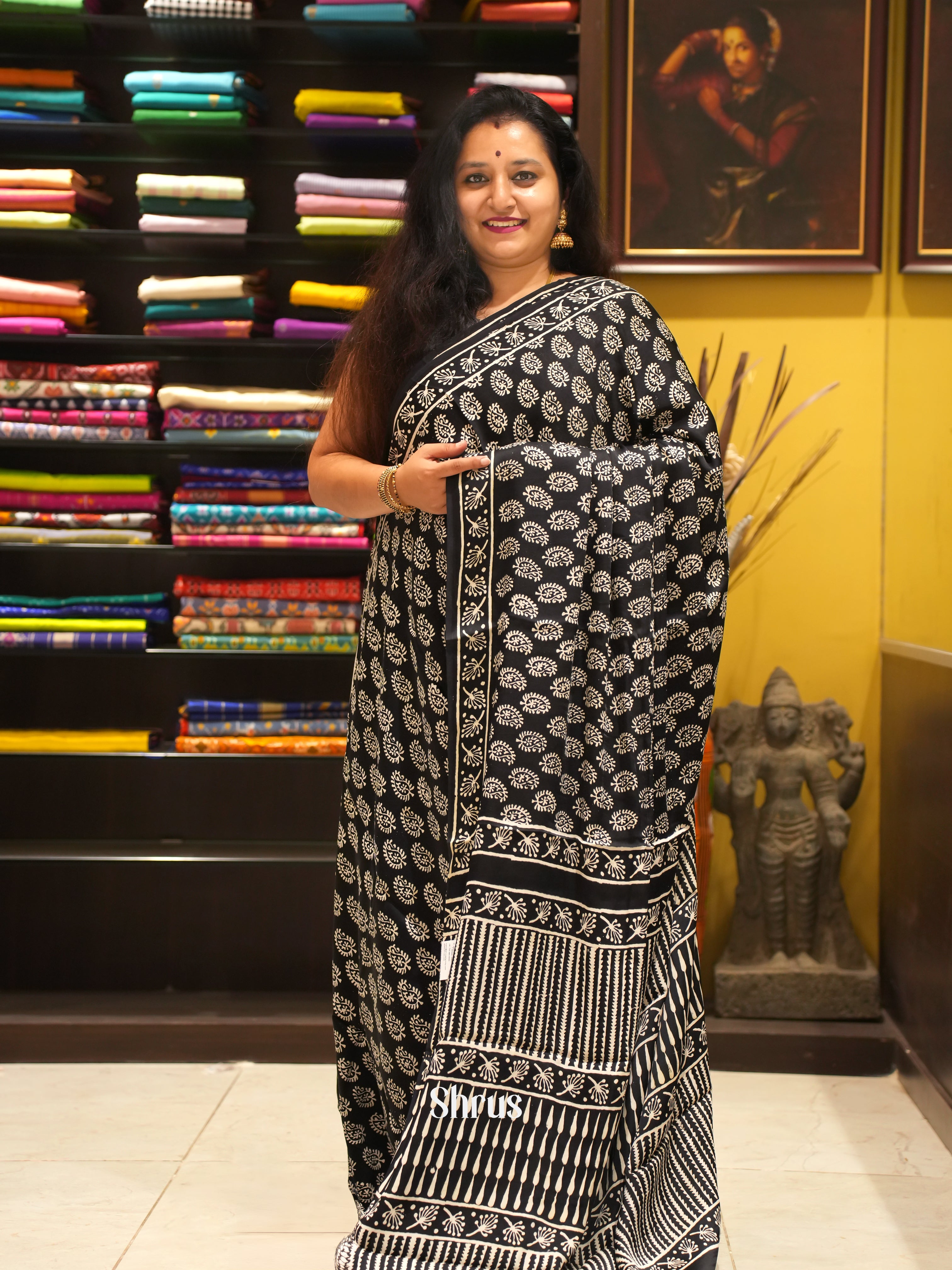 Black - Modal Silk Saree