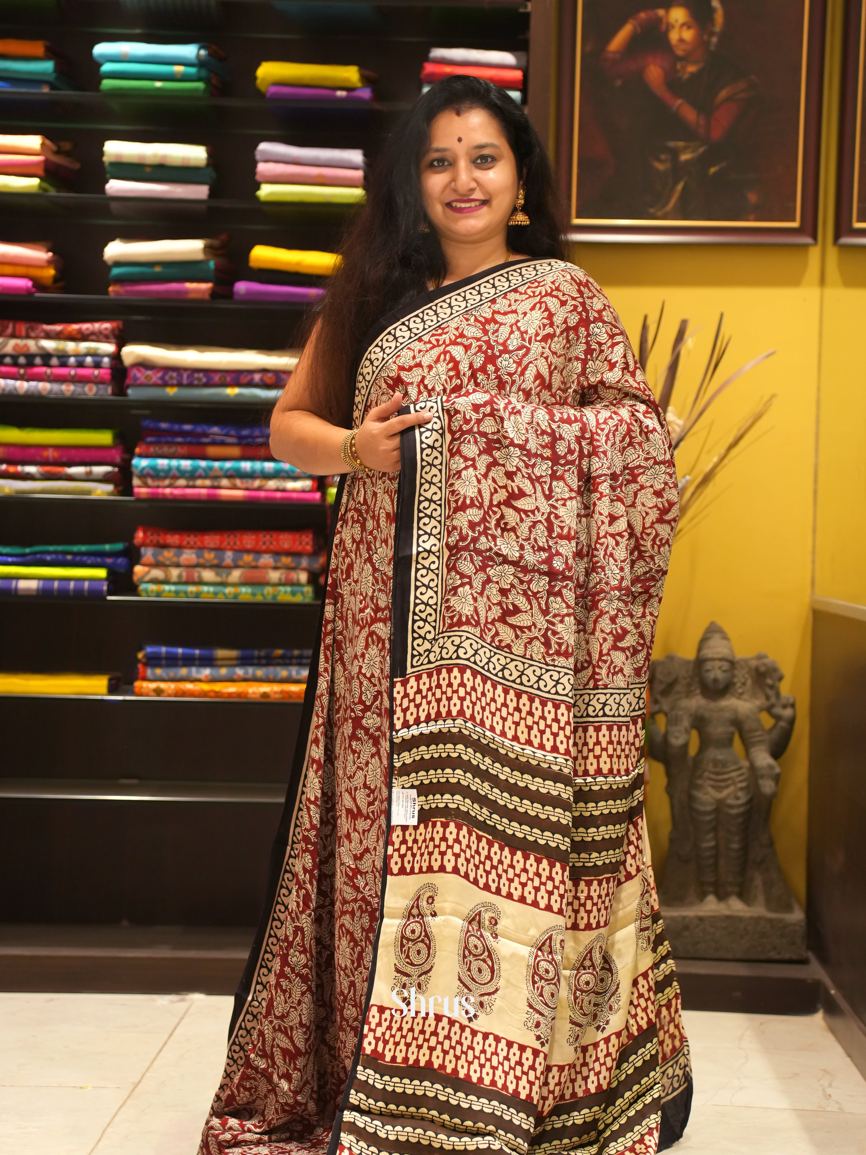 Red & Cream - Modal Silk Saree