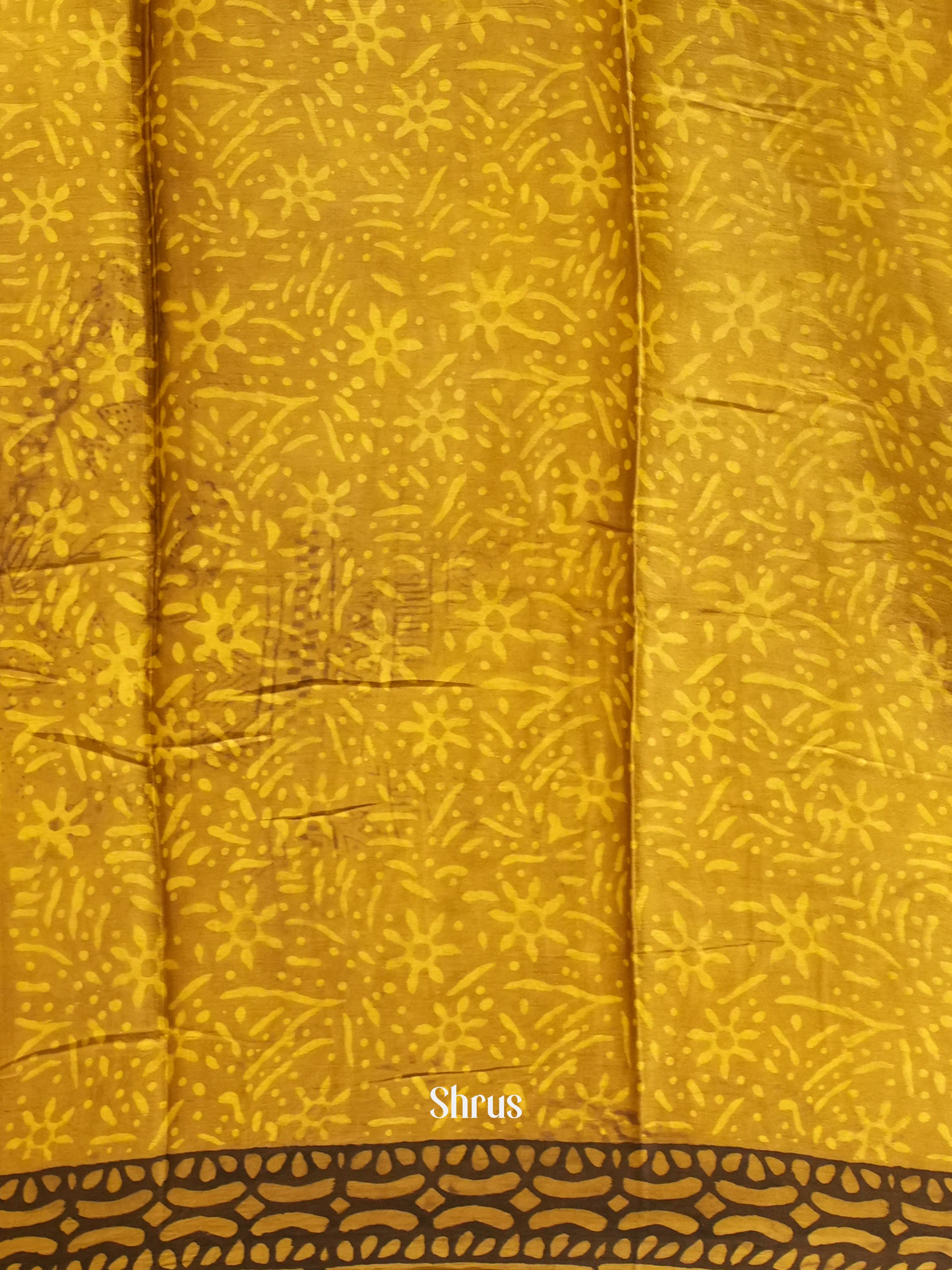 Yellow & Brown - Modal Silk Saree