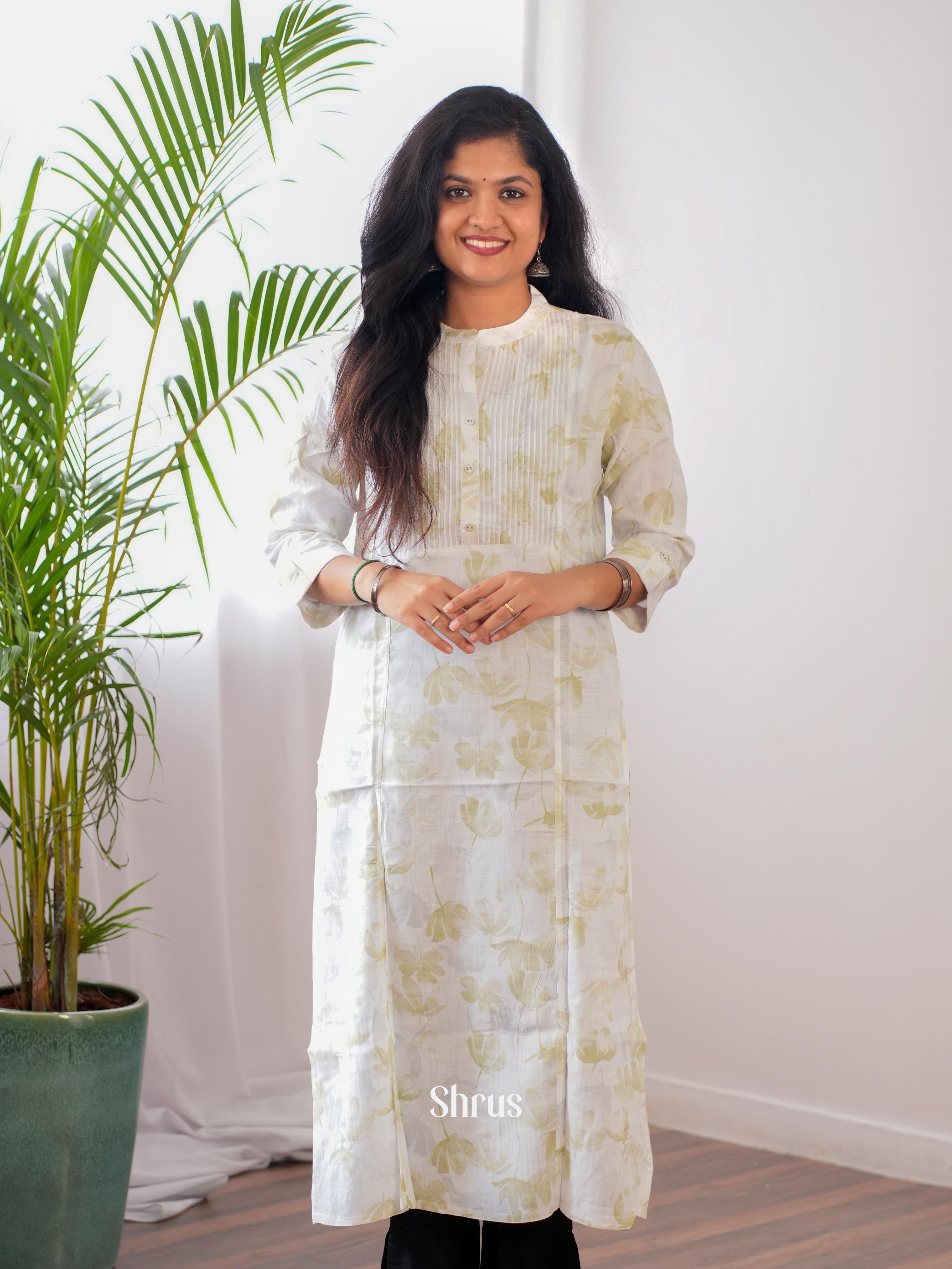 Cream & Green - Readymade Kurti