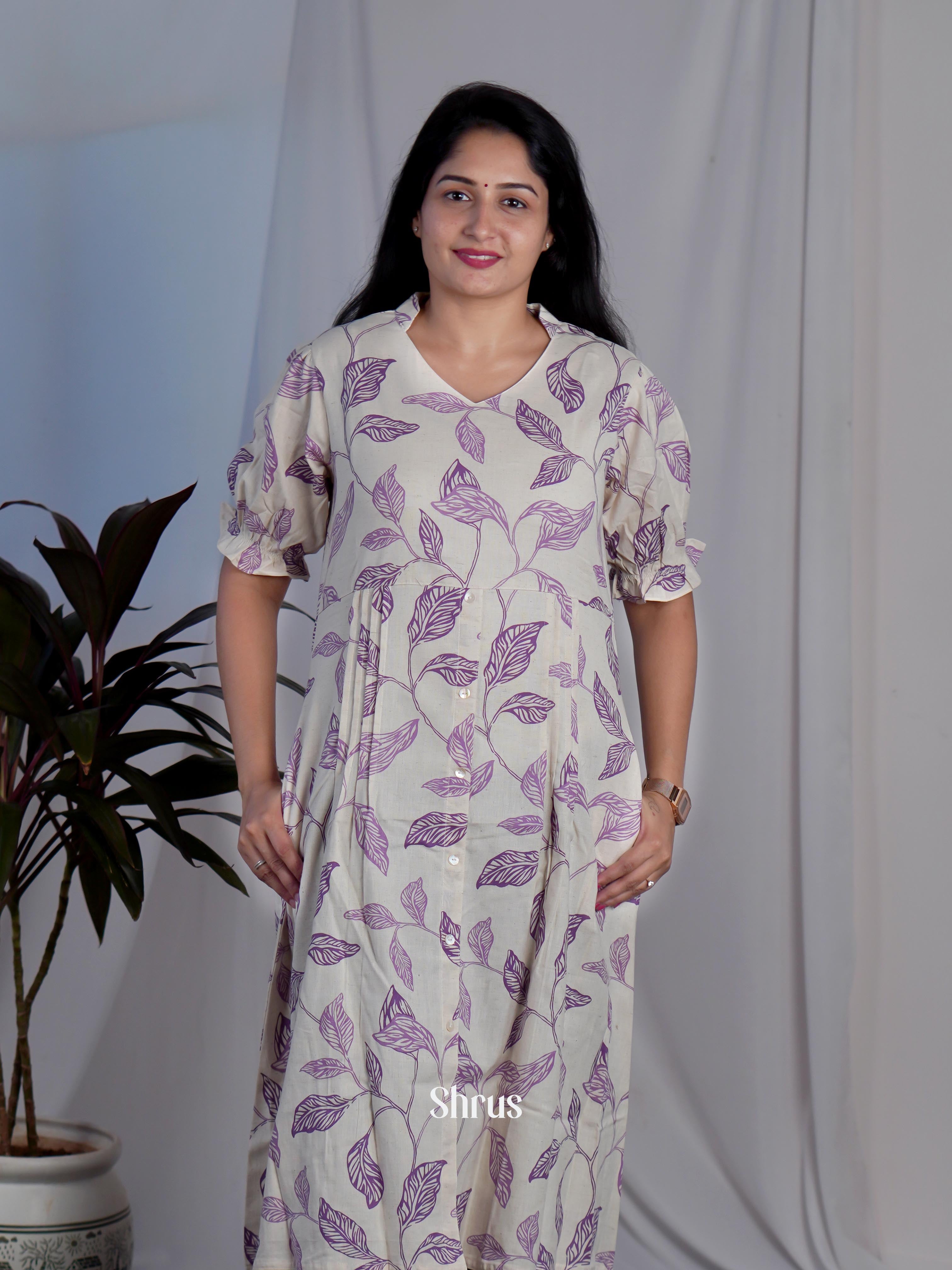 White & Purple - Readymade Kurti