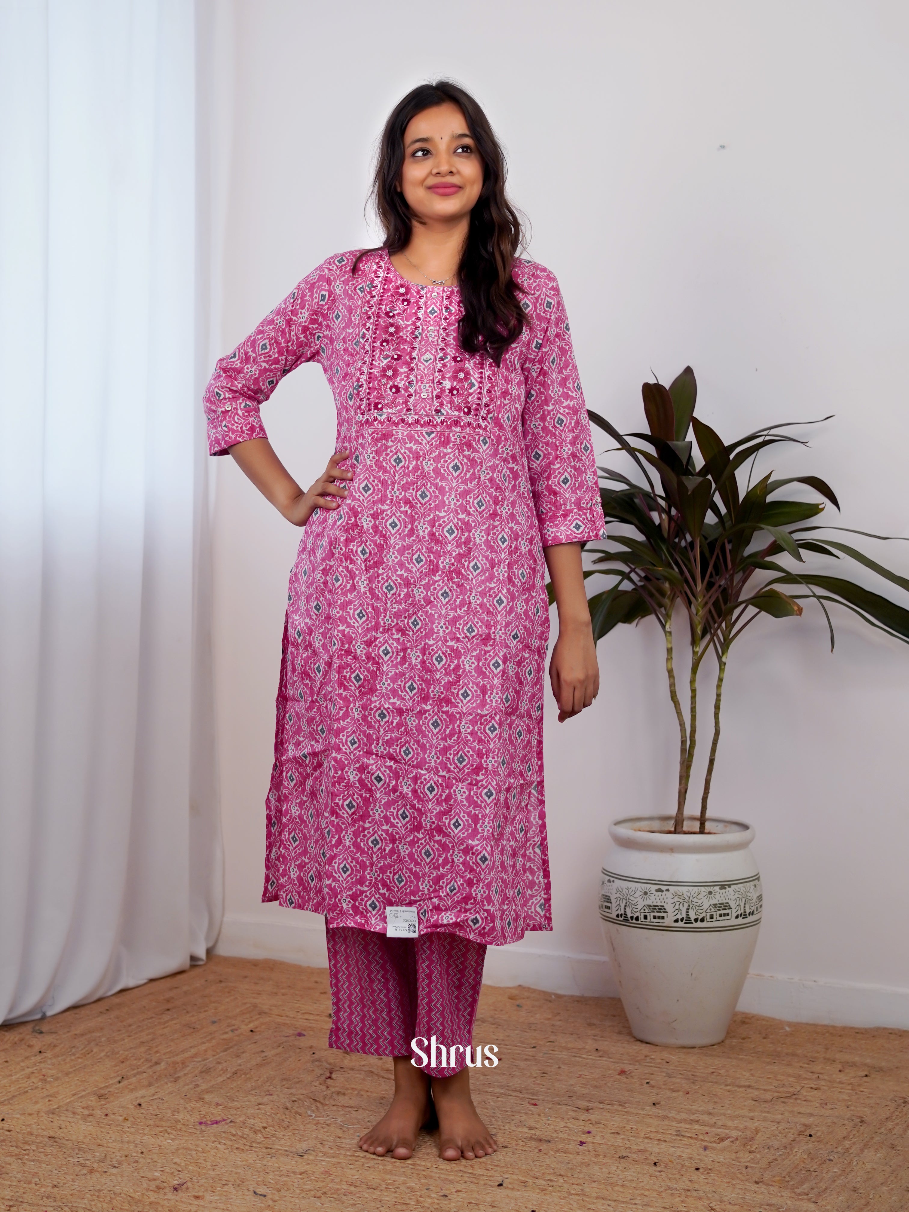 Pink  -  2pc Printed Readymade Suits