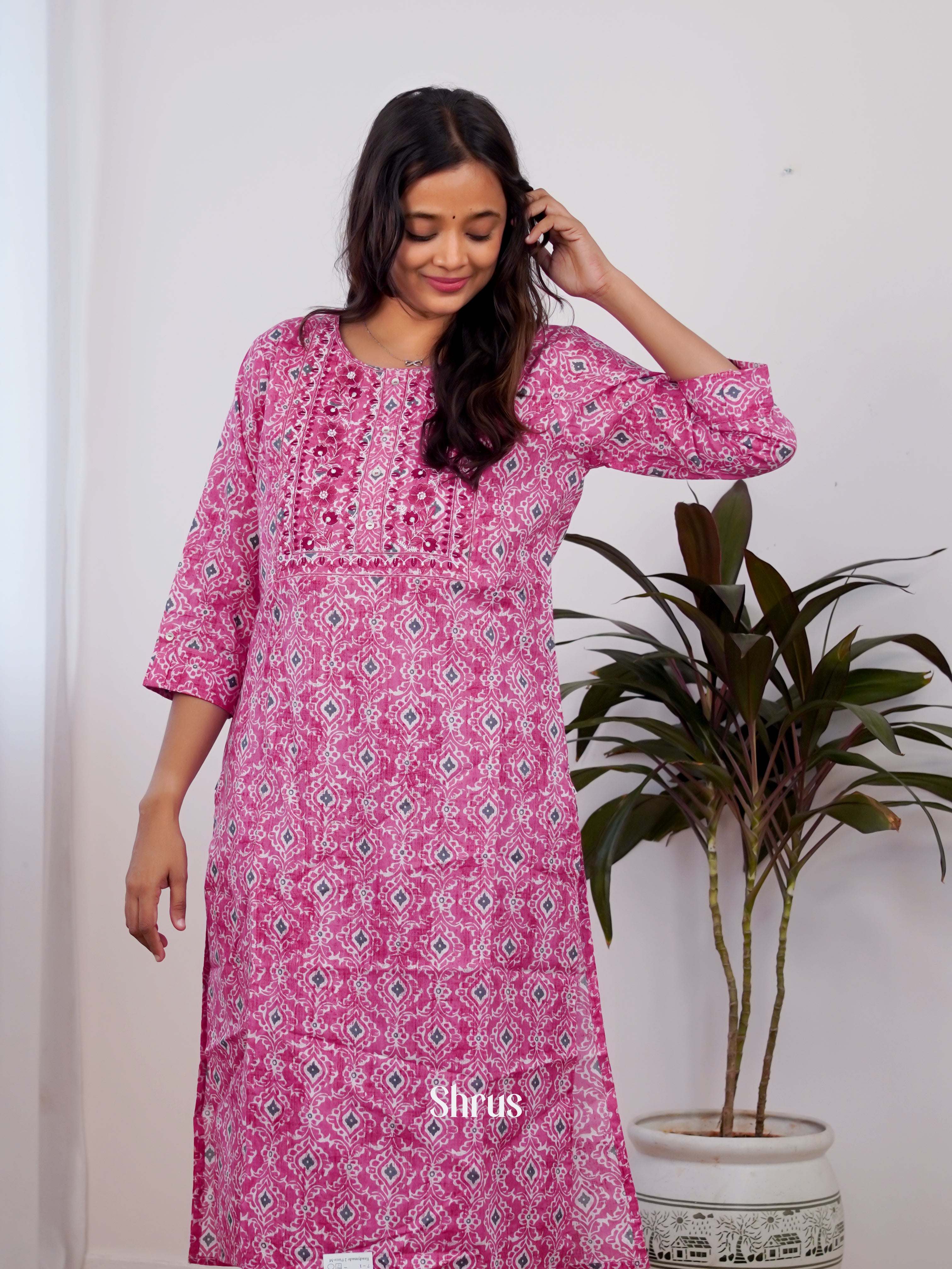 Pink  -  2pc Printed Readymade Suits