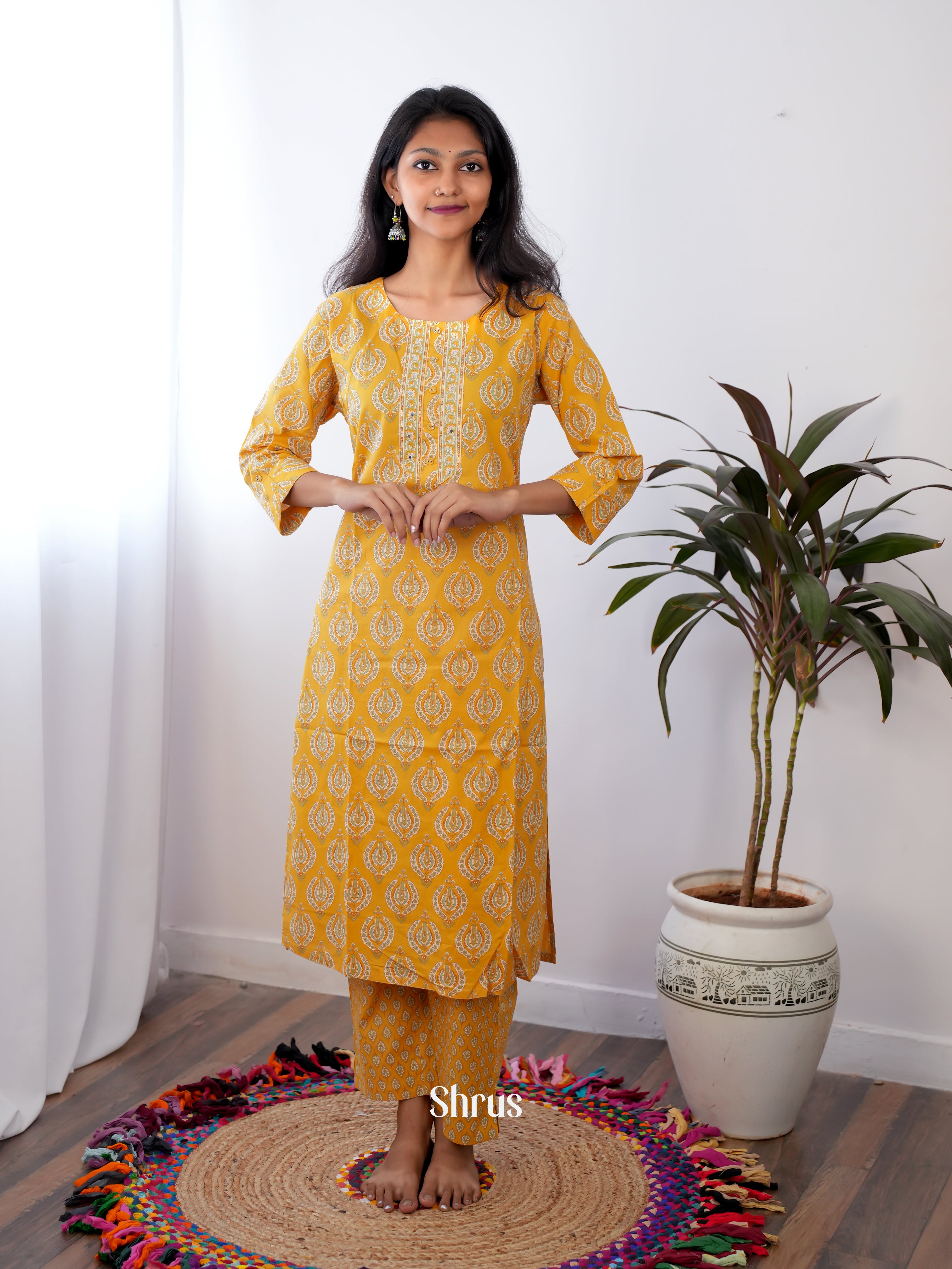 Mustard - Casual Printed 2pc  Readymade Suits