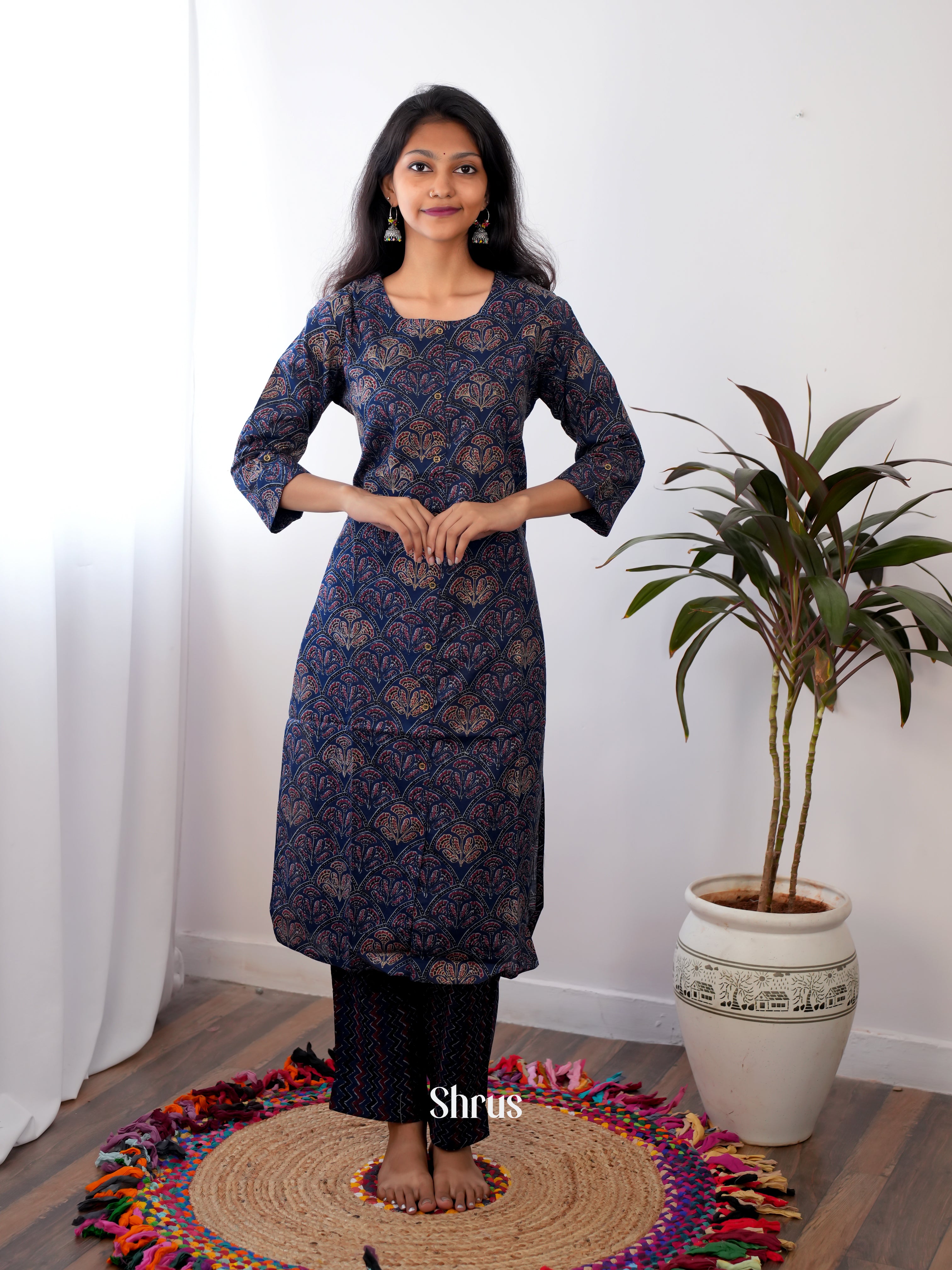 Blue - 2pc printed Readymade Suits