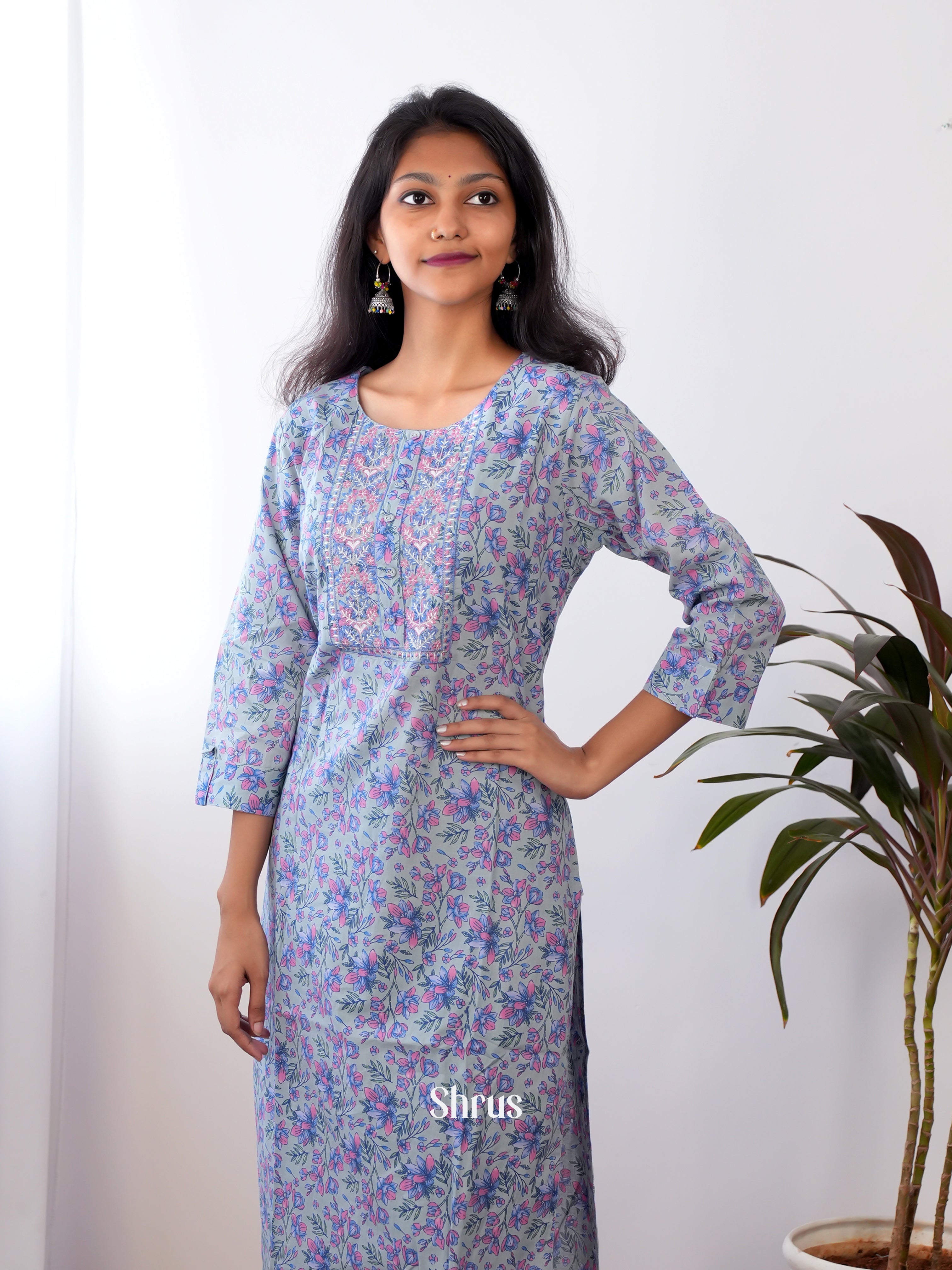 Blue & Pink - 2pc printed Readymade Suits