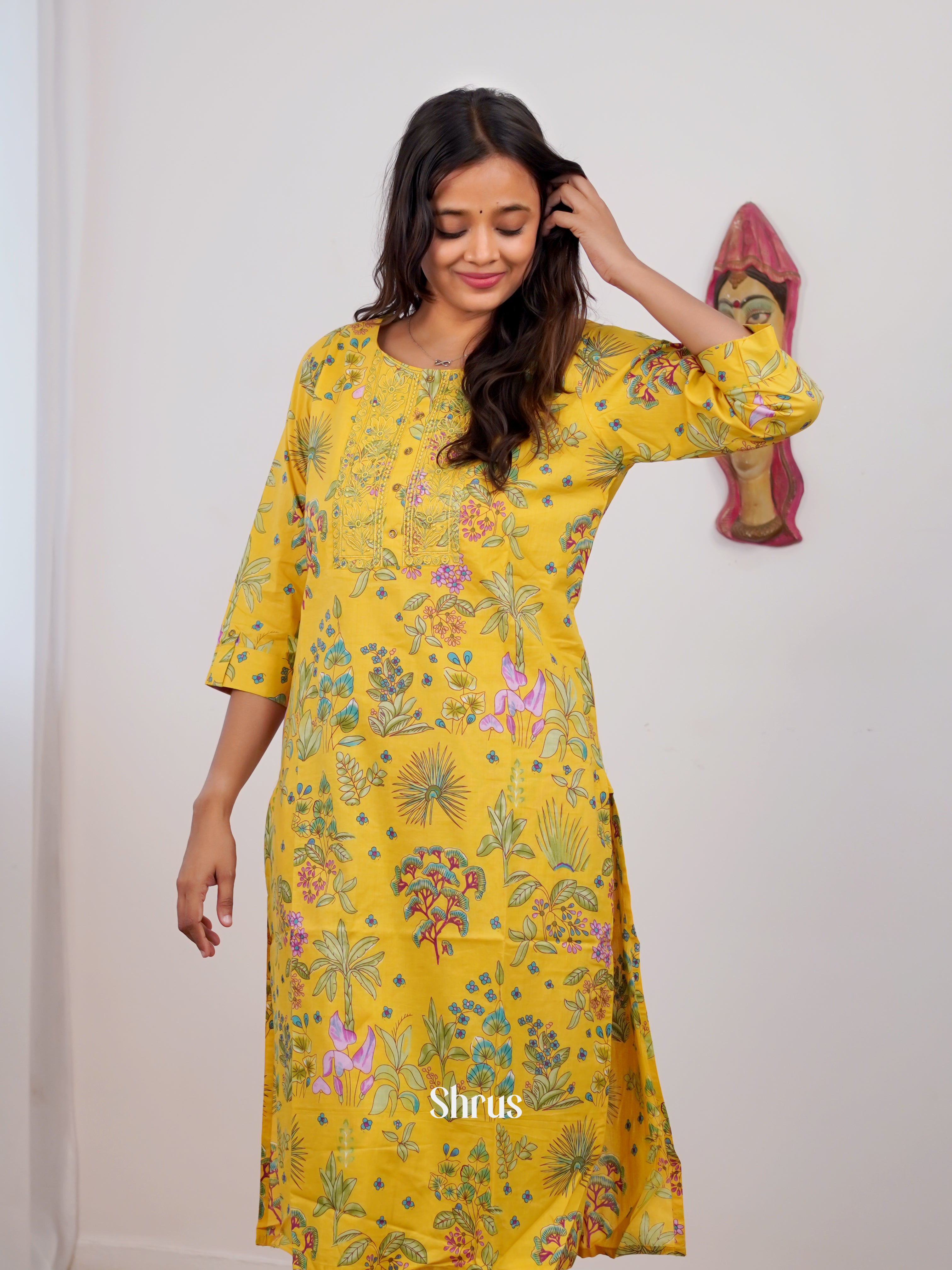 Yellow - 2pc Casual printed Readymade Suits