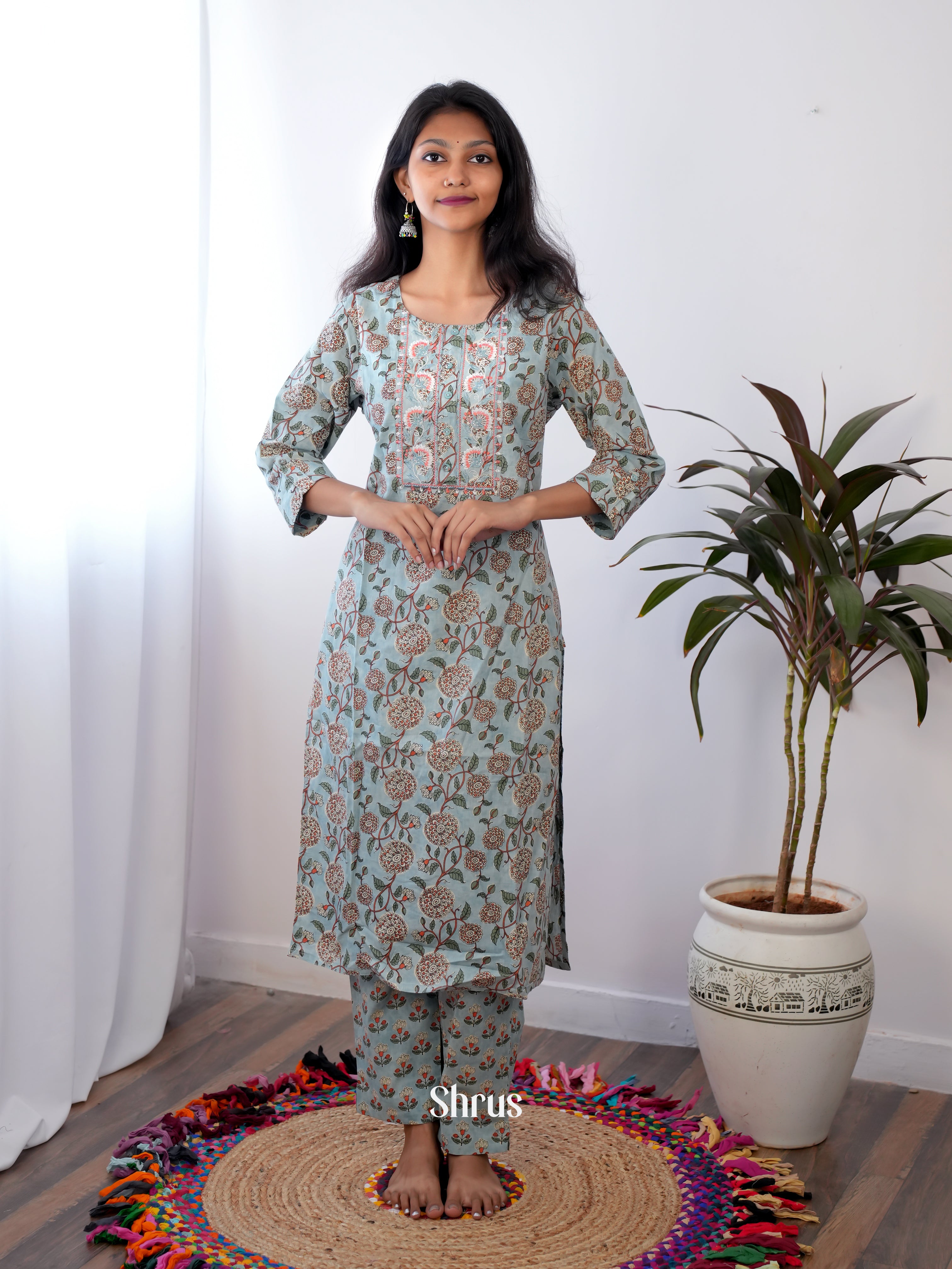 Grey  - 2pc printed Readymade Suits