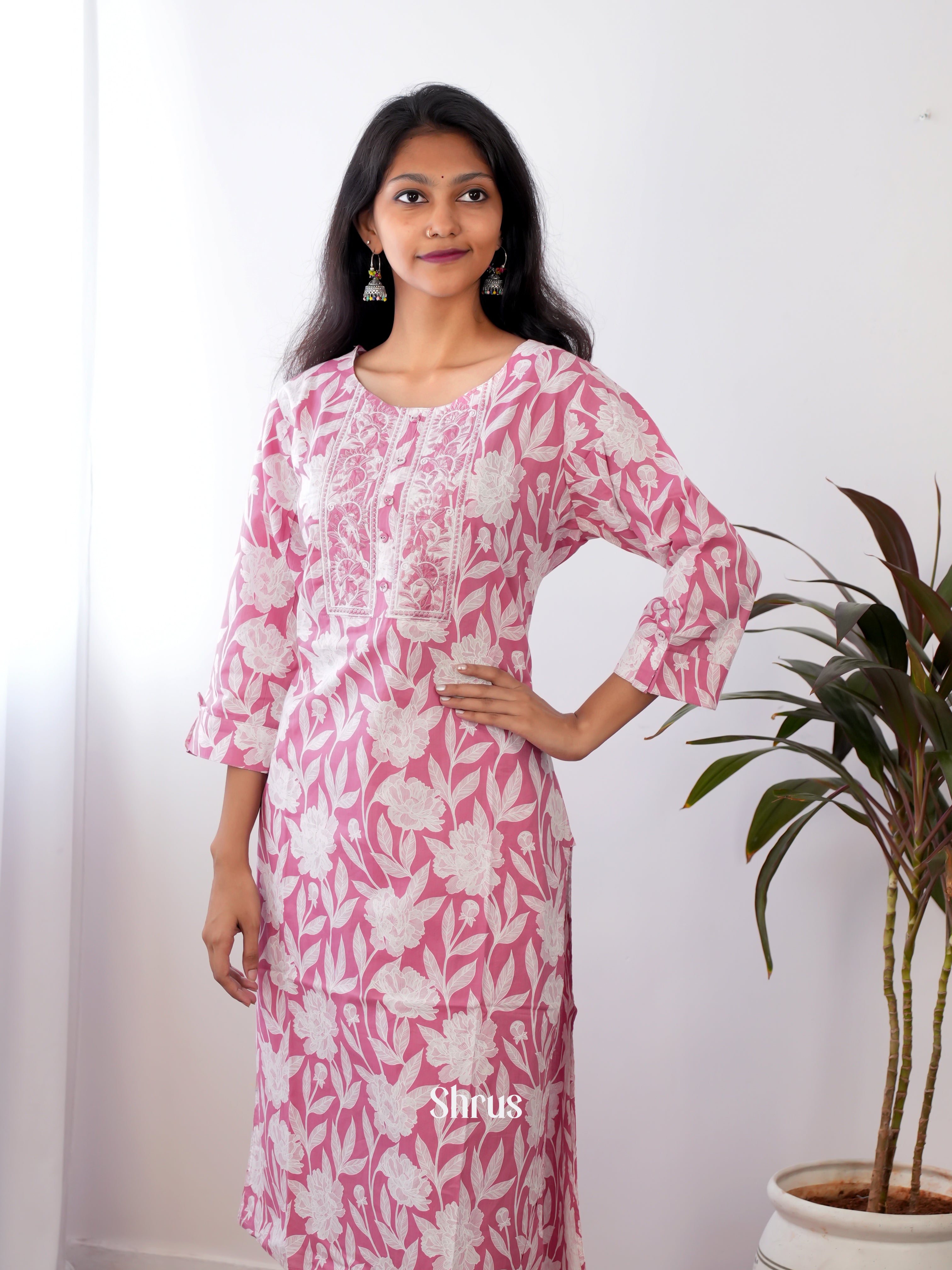 Pink-2pc casual printed   Readymade Suits