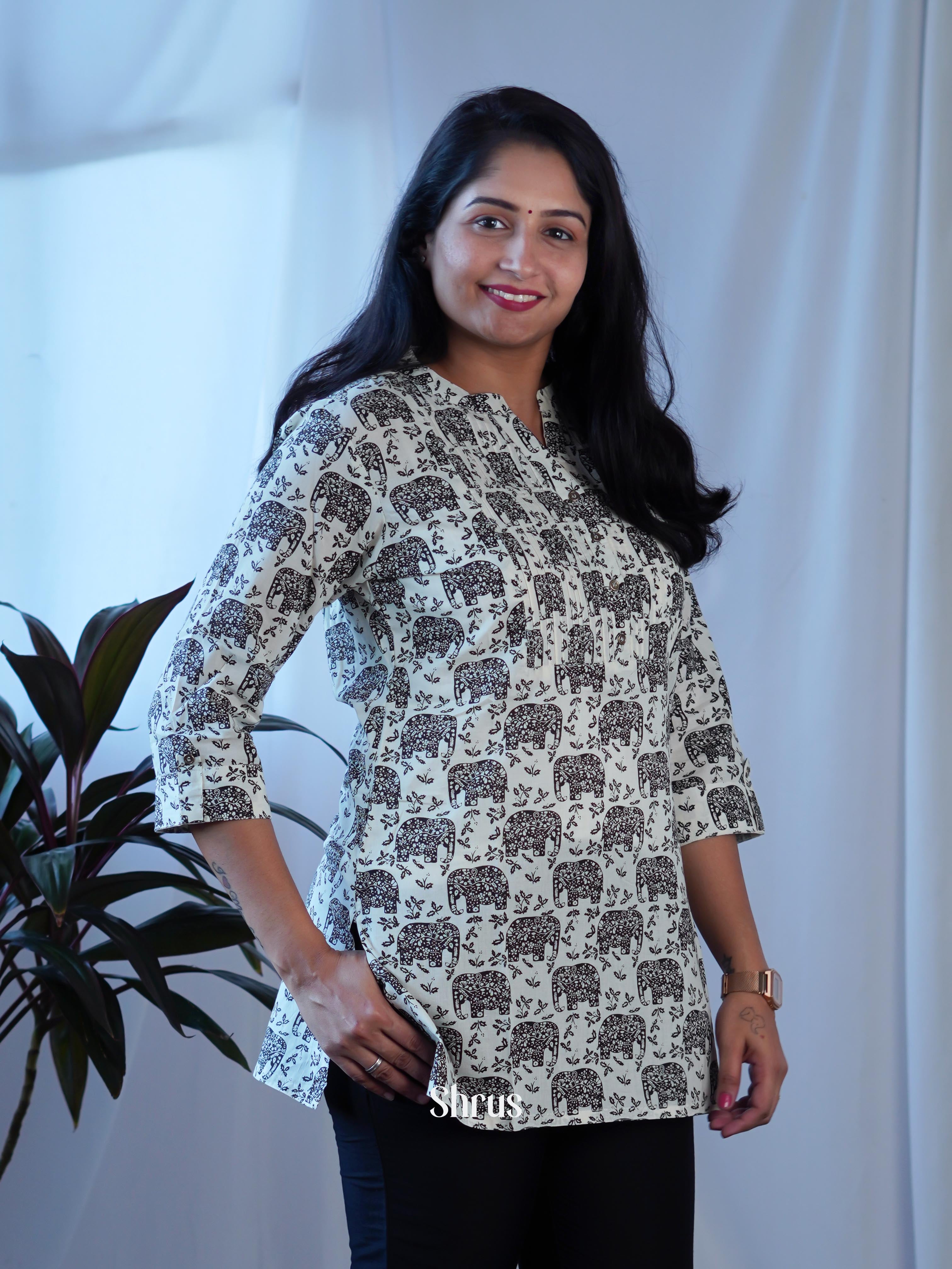 Cream - Readymade Kurti