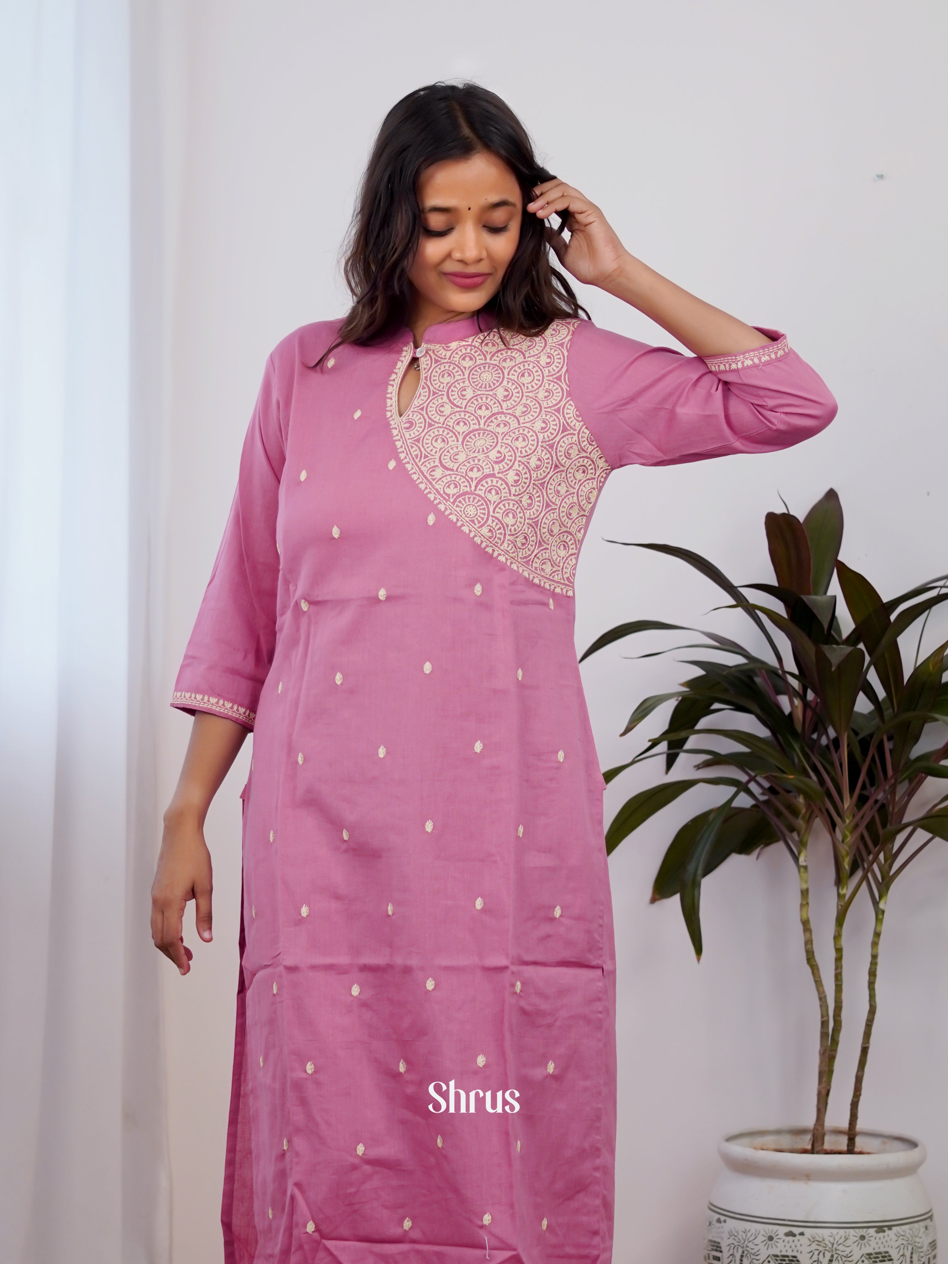 Pink - 2pc embroidery Readymade Suits