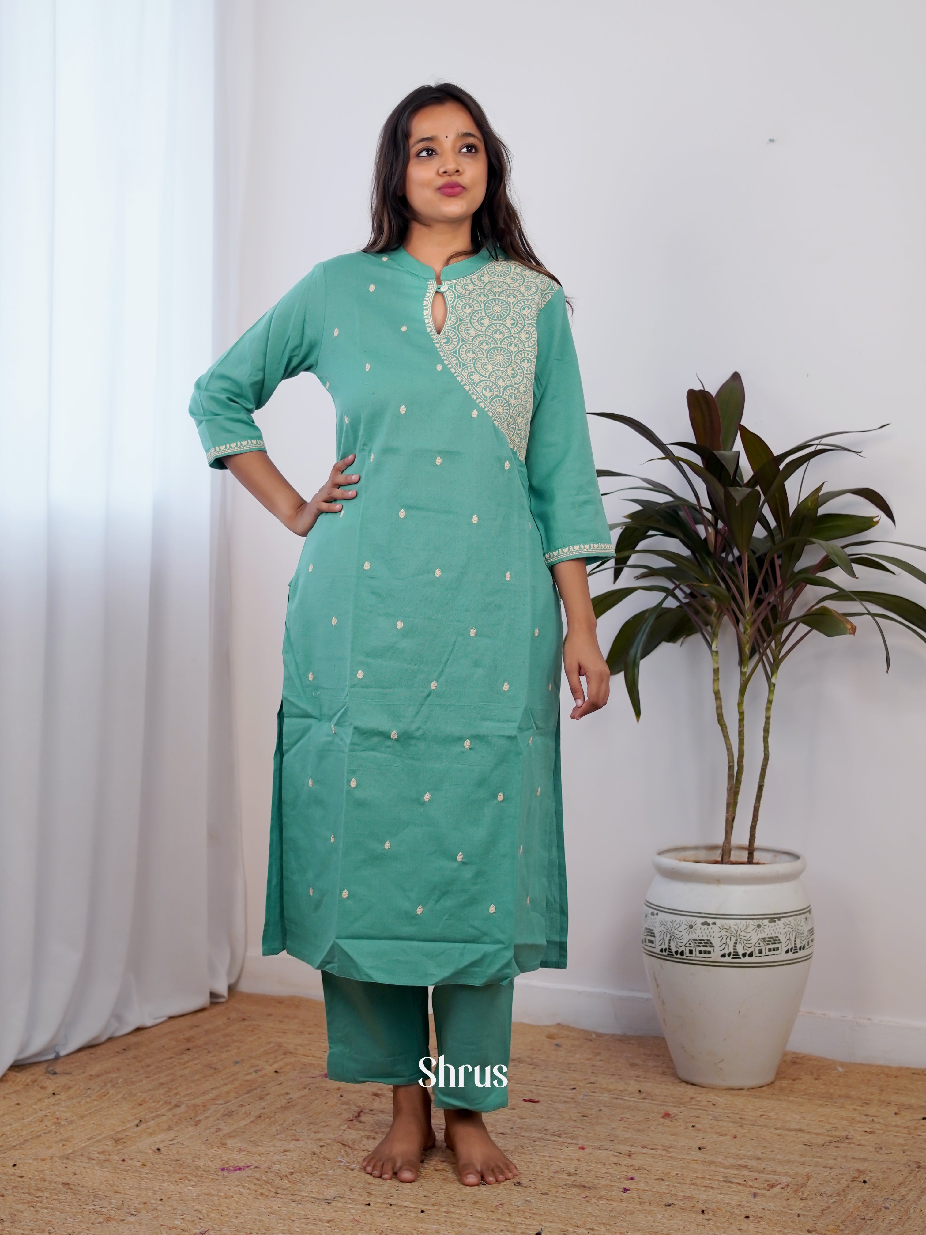 Teal - 2pc embroidery Readymade Suits