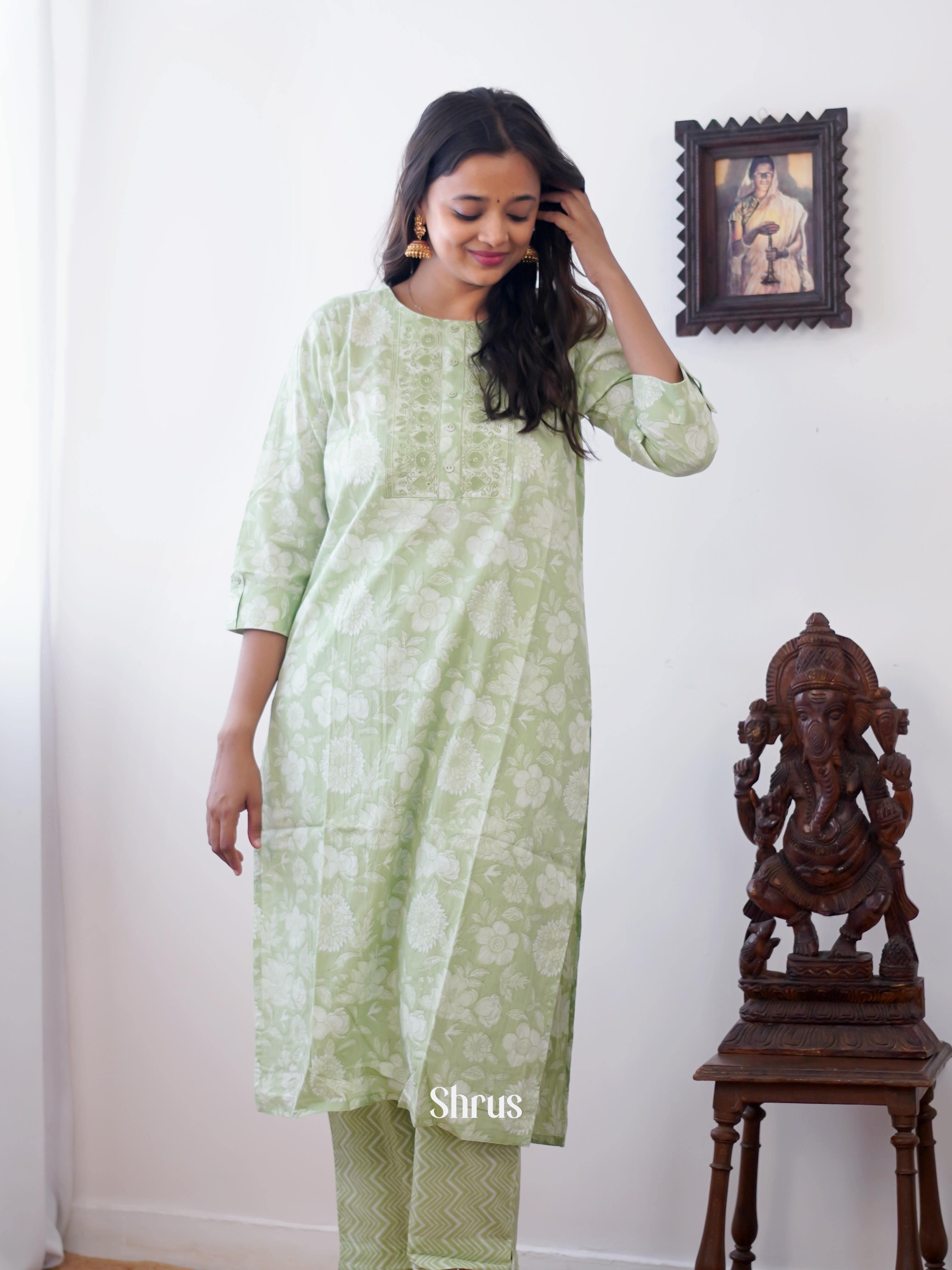 Green - 2pc printed Readymade Suits