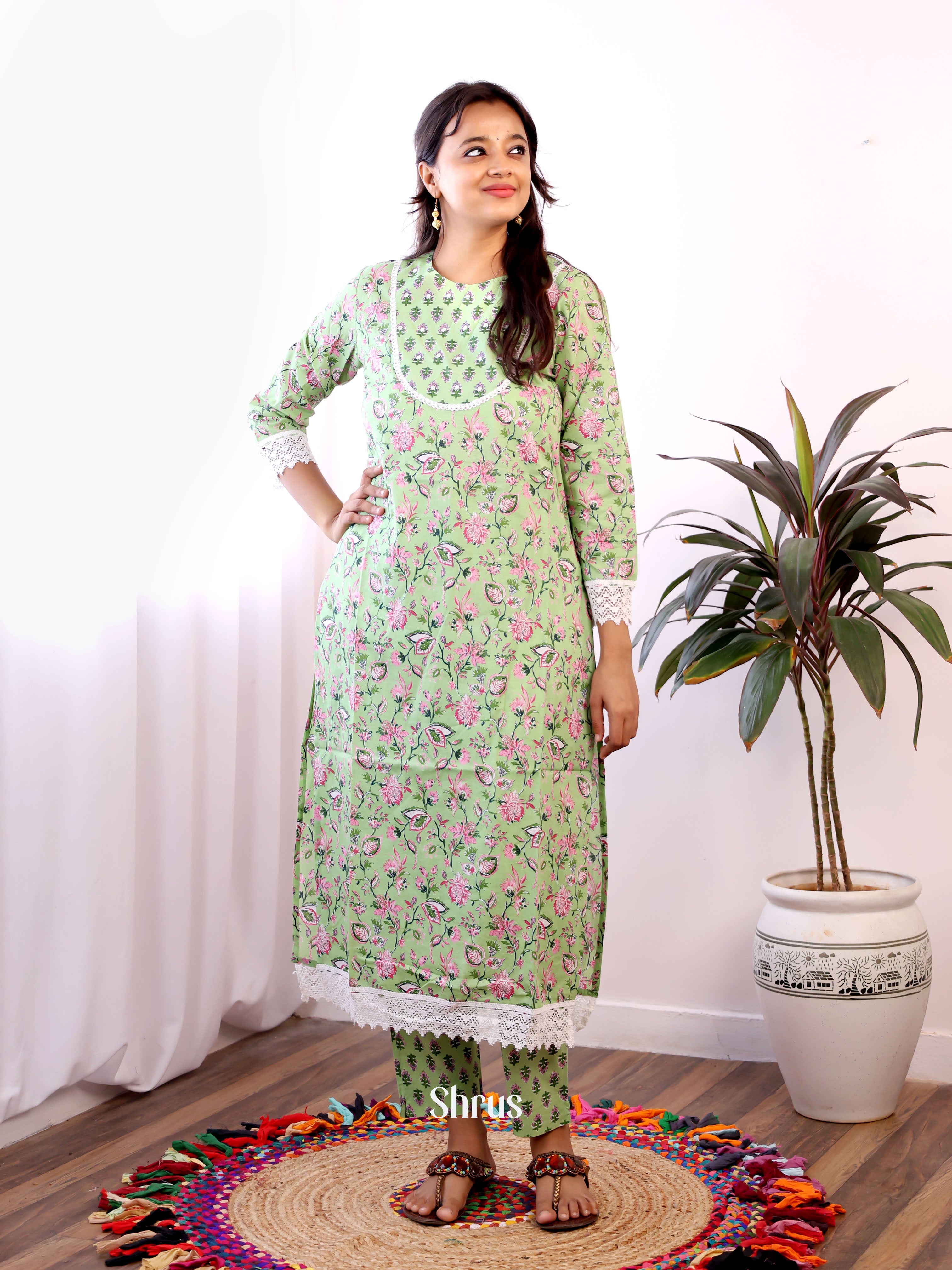 Green  - 2pc Readymade Suits