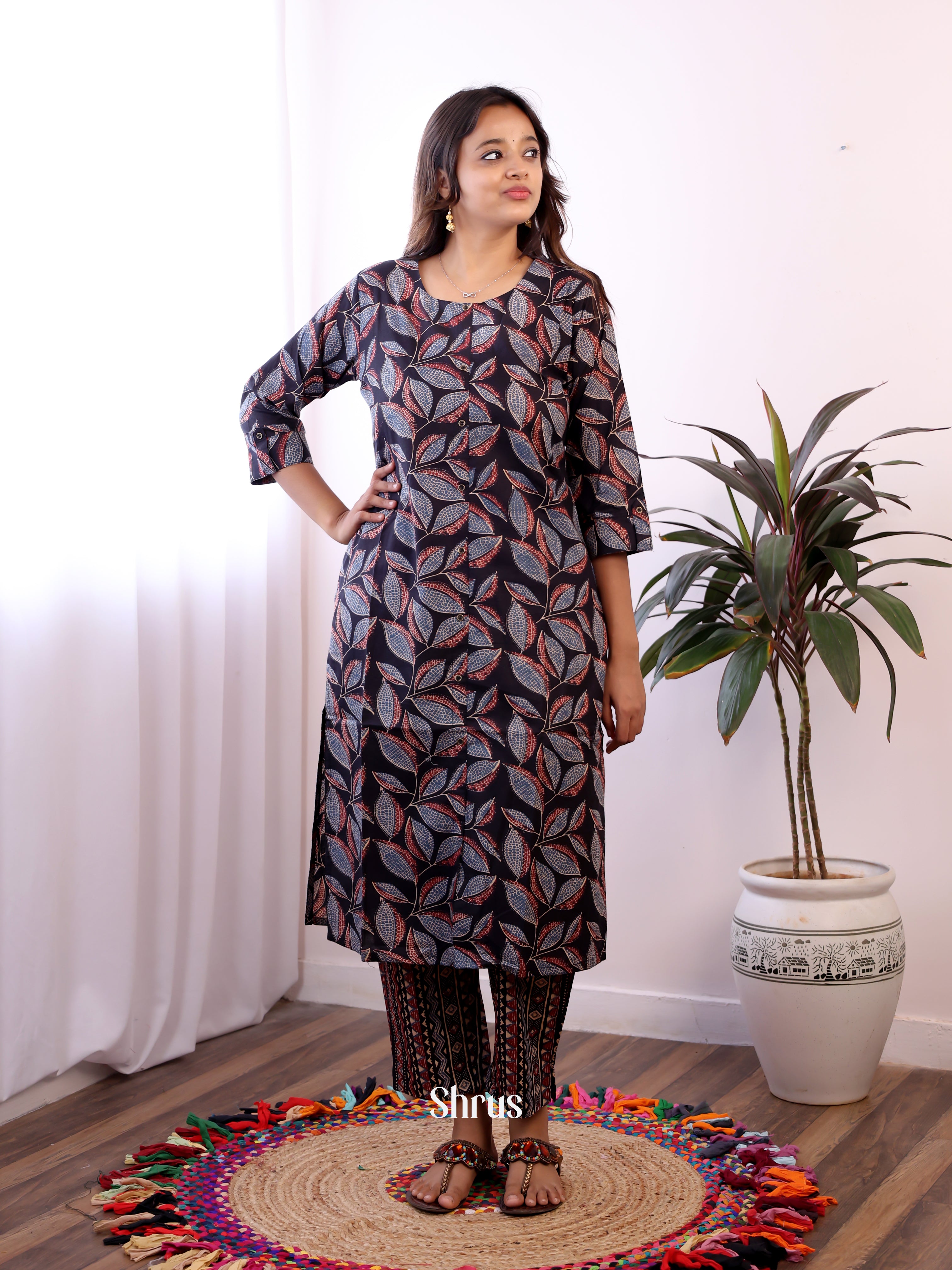 Black -2pc bagru print  Readymade Suits