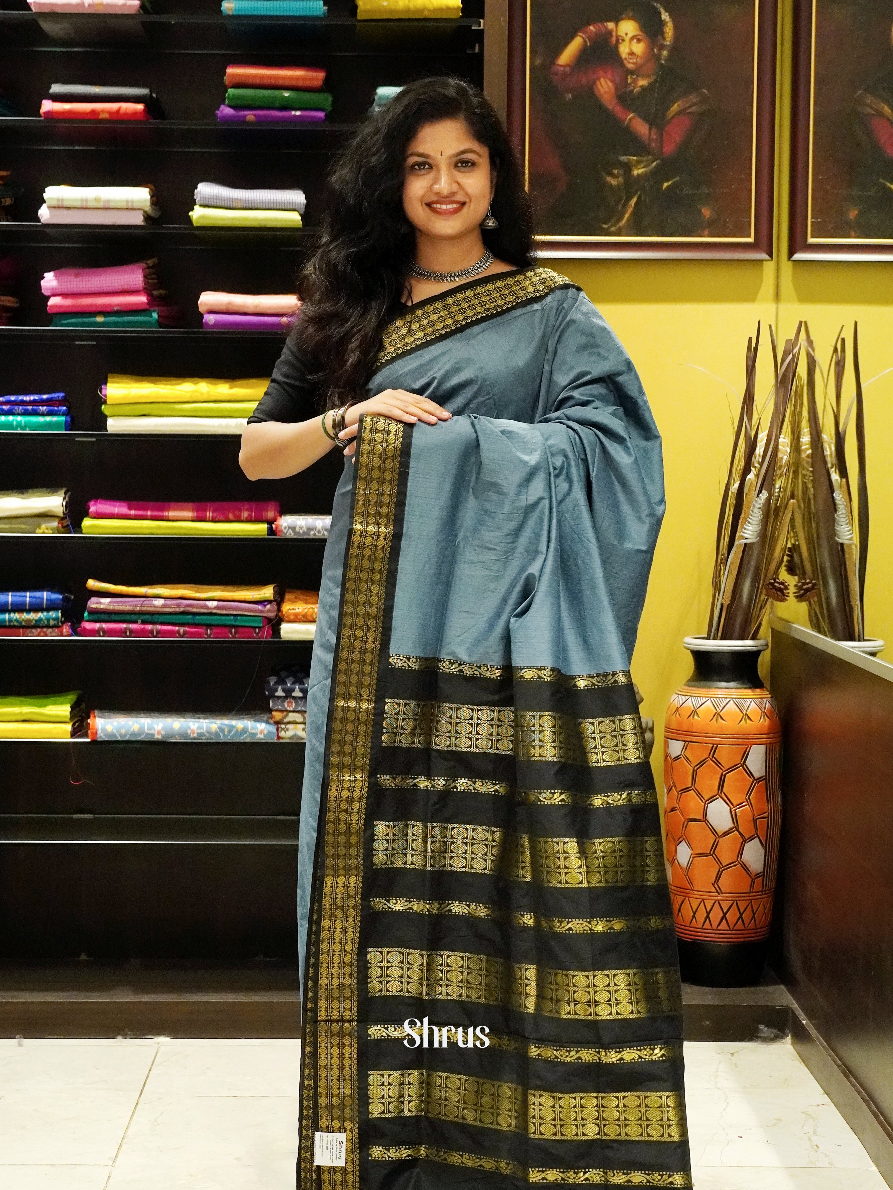 Grey & Black - Kalyani Cotton Saree