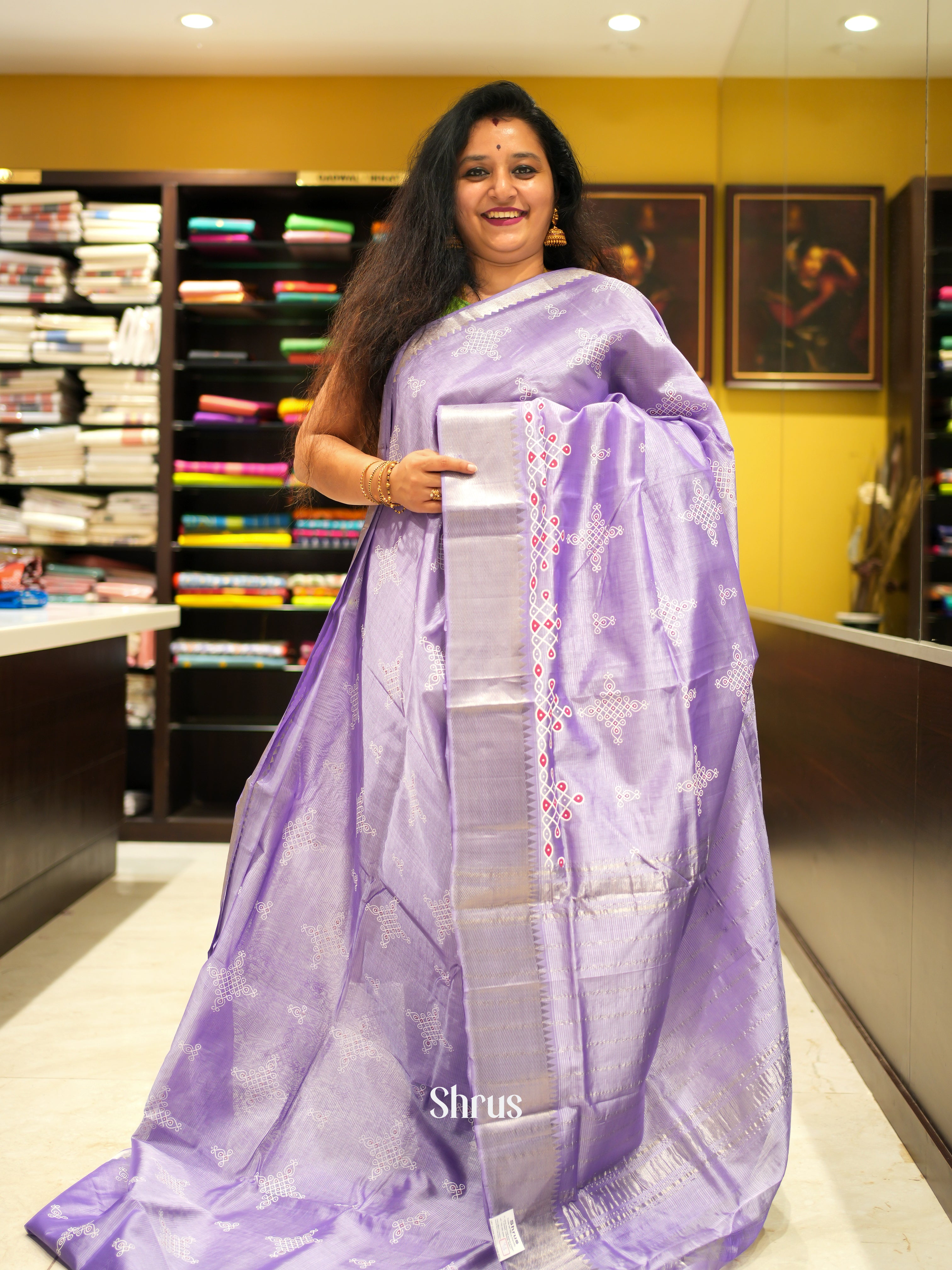 Lavender(Single Tone) - Mangalagiri silkcotton Saree