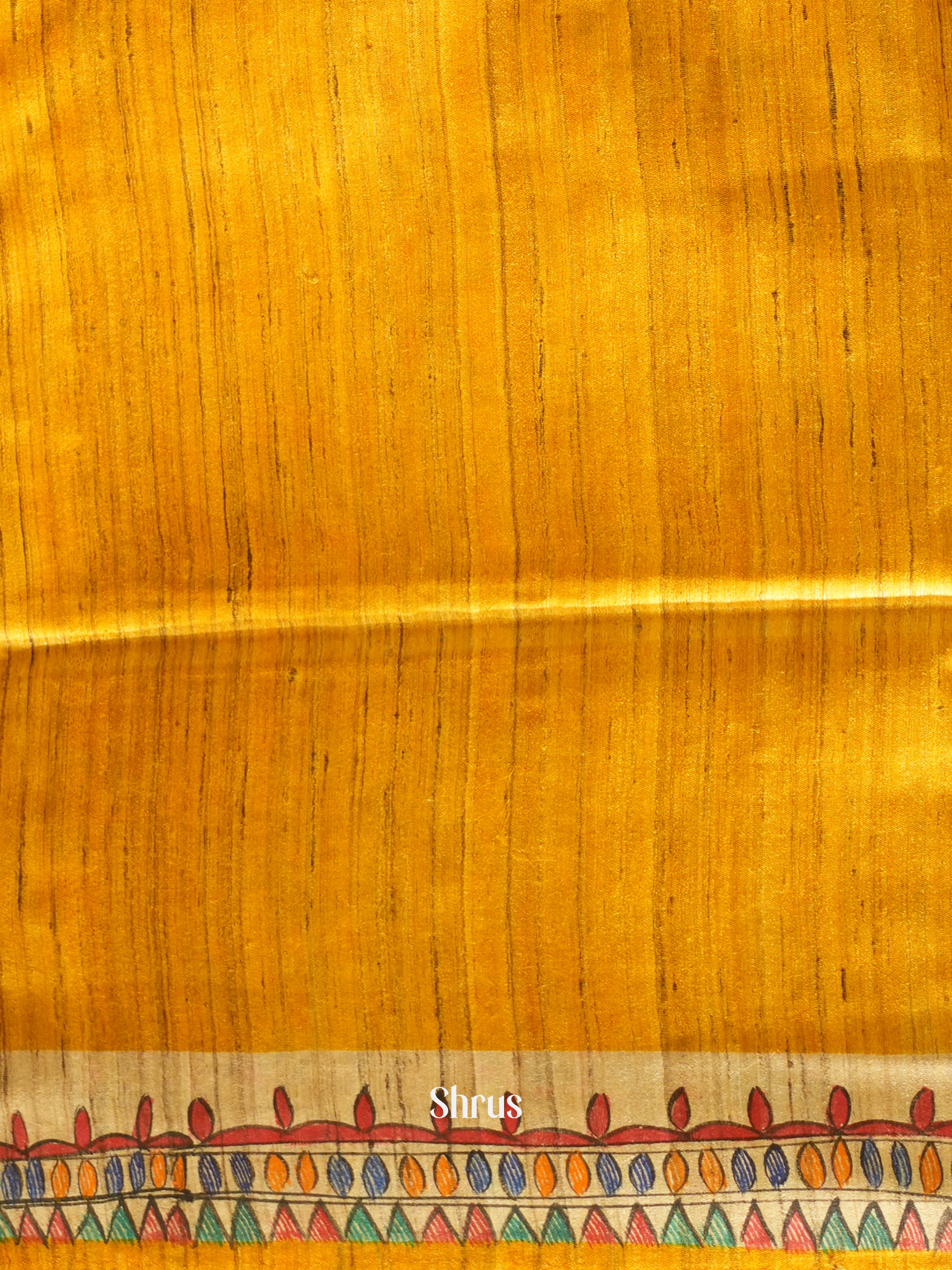 Yellow & Cream - Tussar Saree