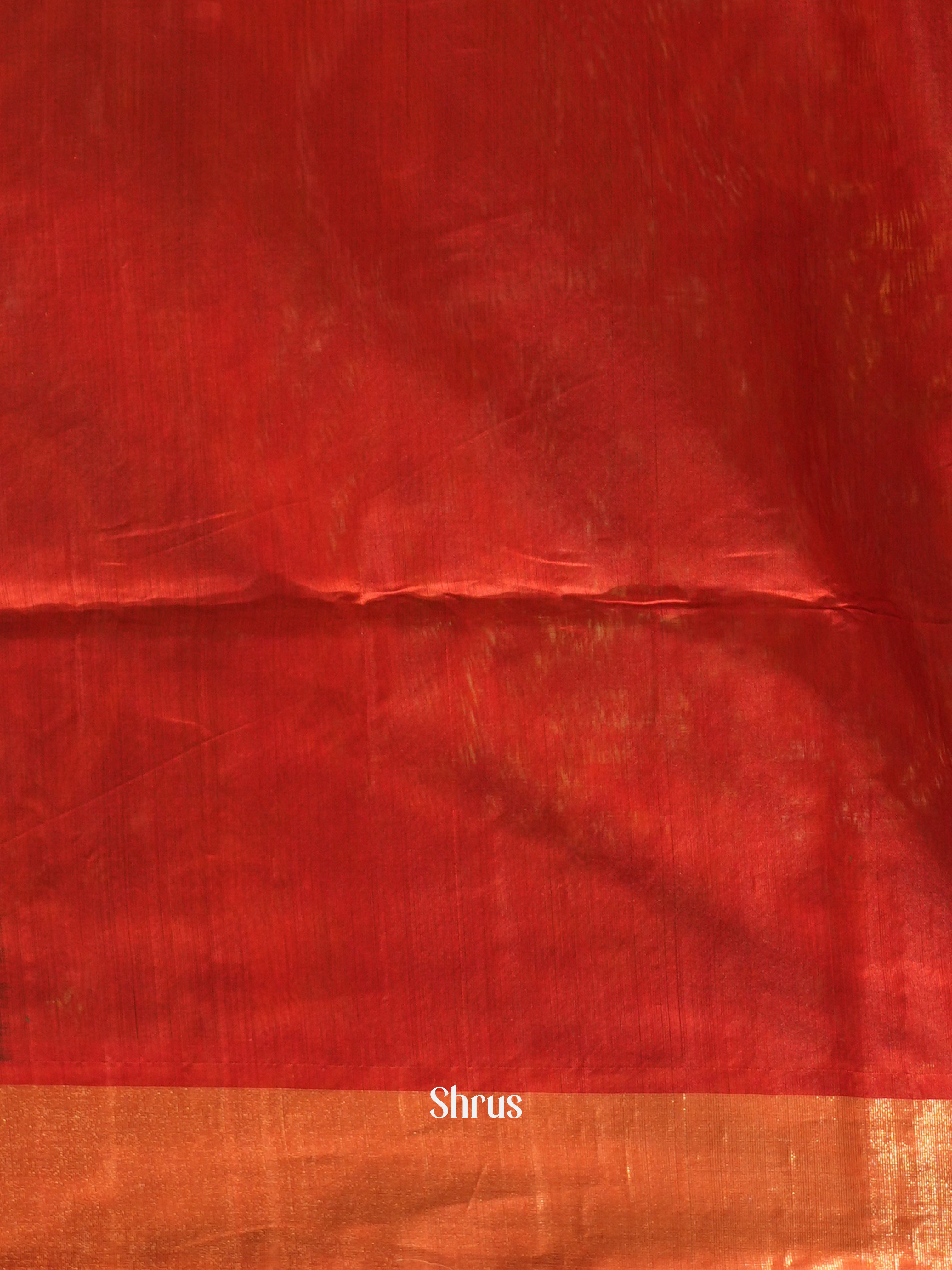 Dark Green & Red - Pochampally sico Saree