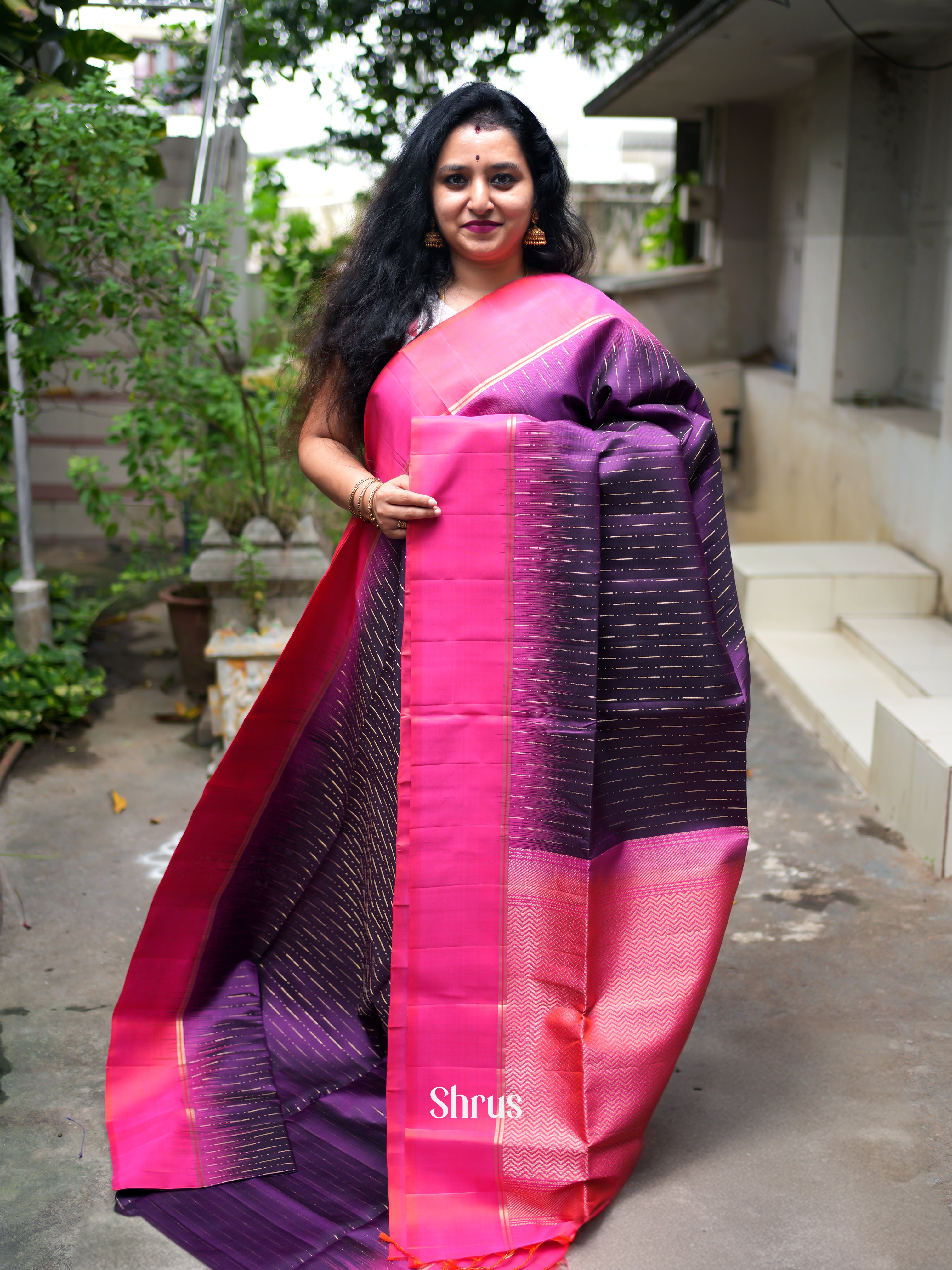 Violet & Pink - Soft Silk Saree