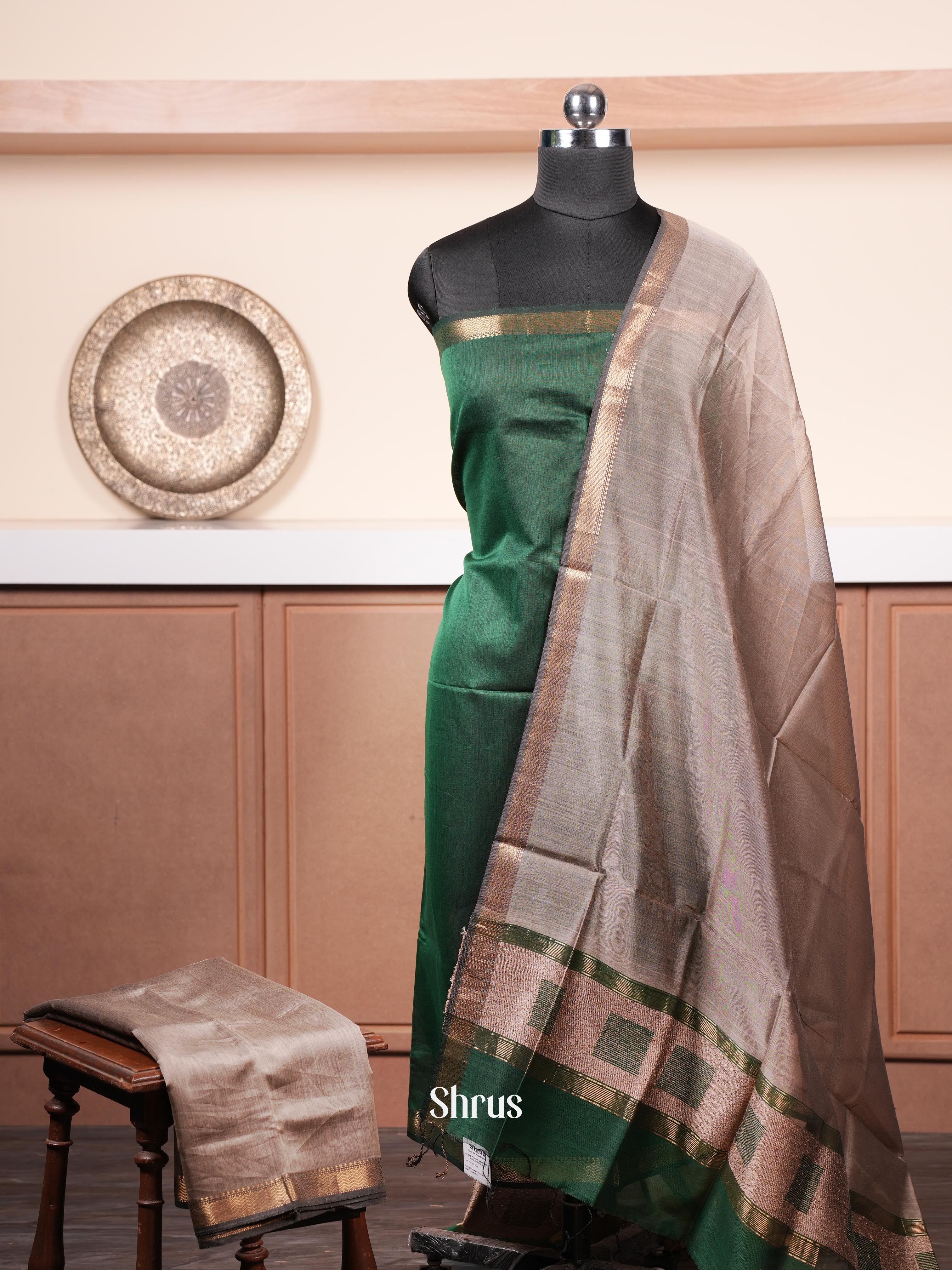 Green & Grey - Maheshwari silkcotton salwar