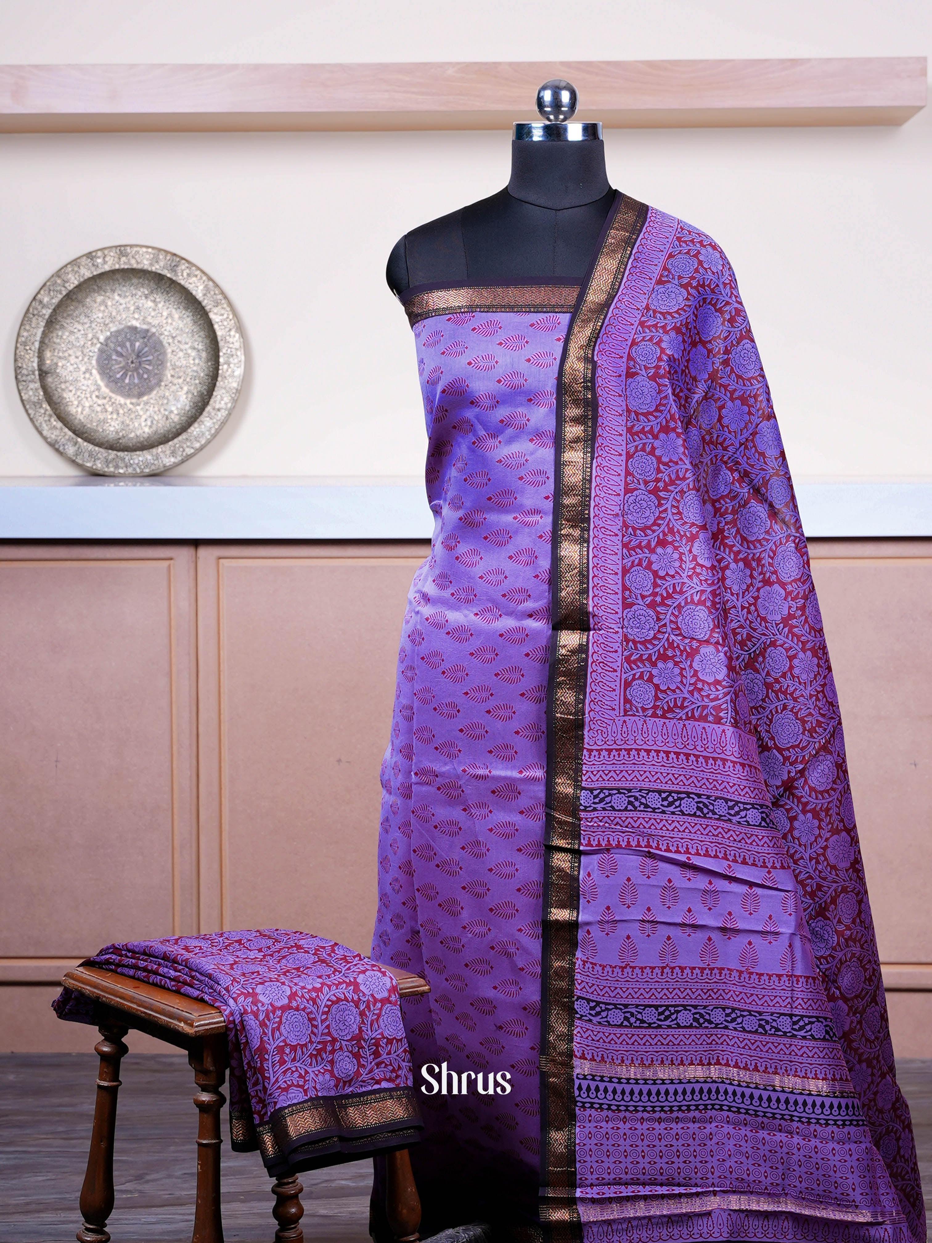 Light Purple  - Maheshwari silkcotton salwar