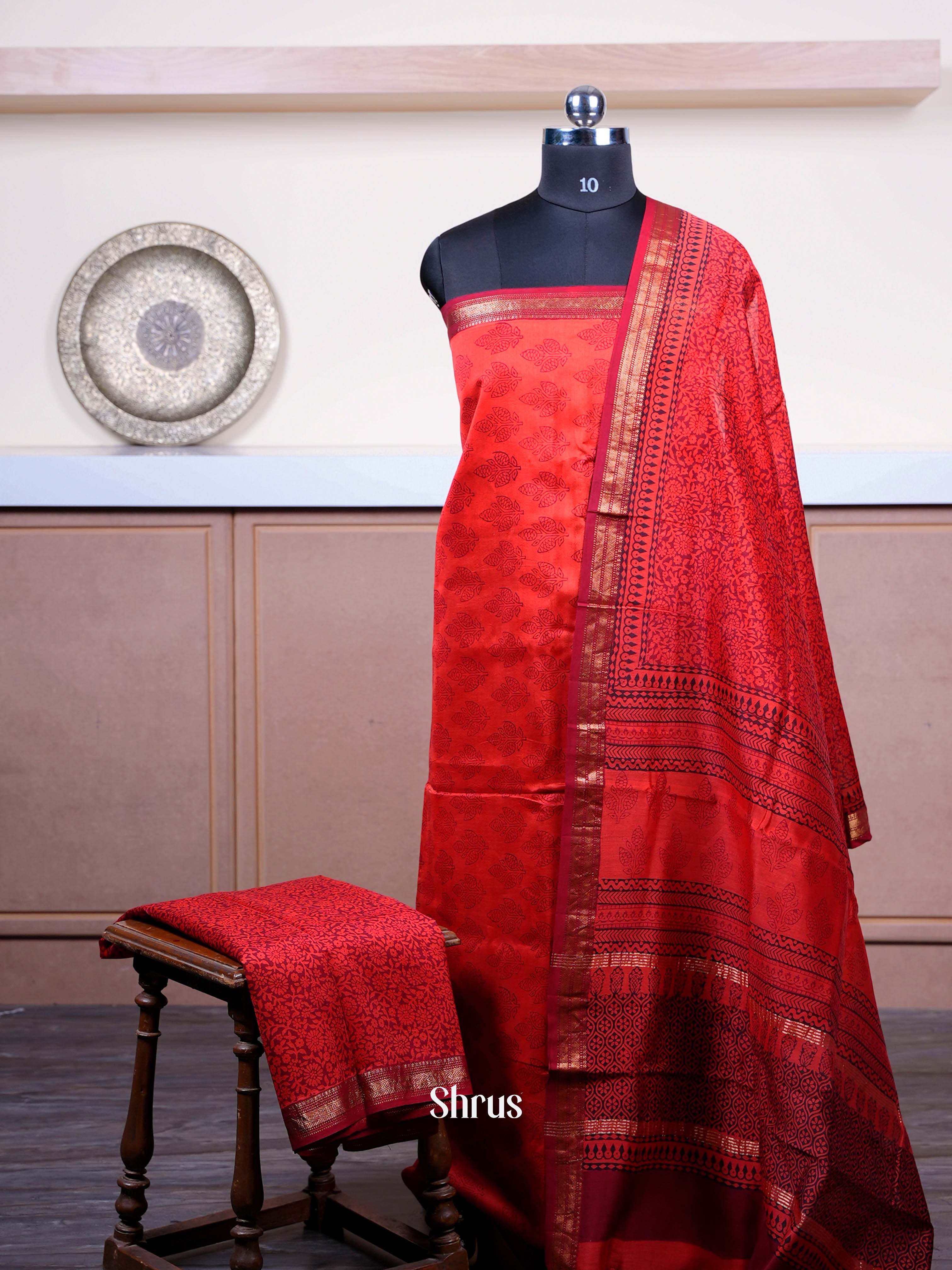 Shades of Maroon  - Maheshwari silkcotton salwar