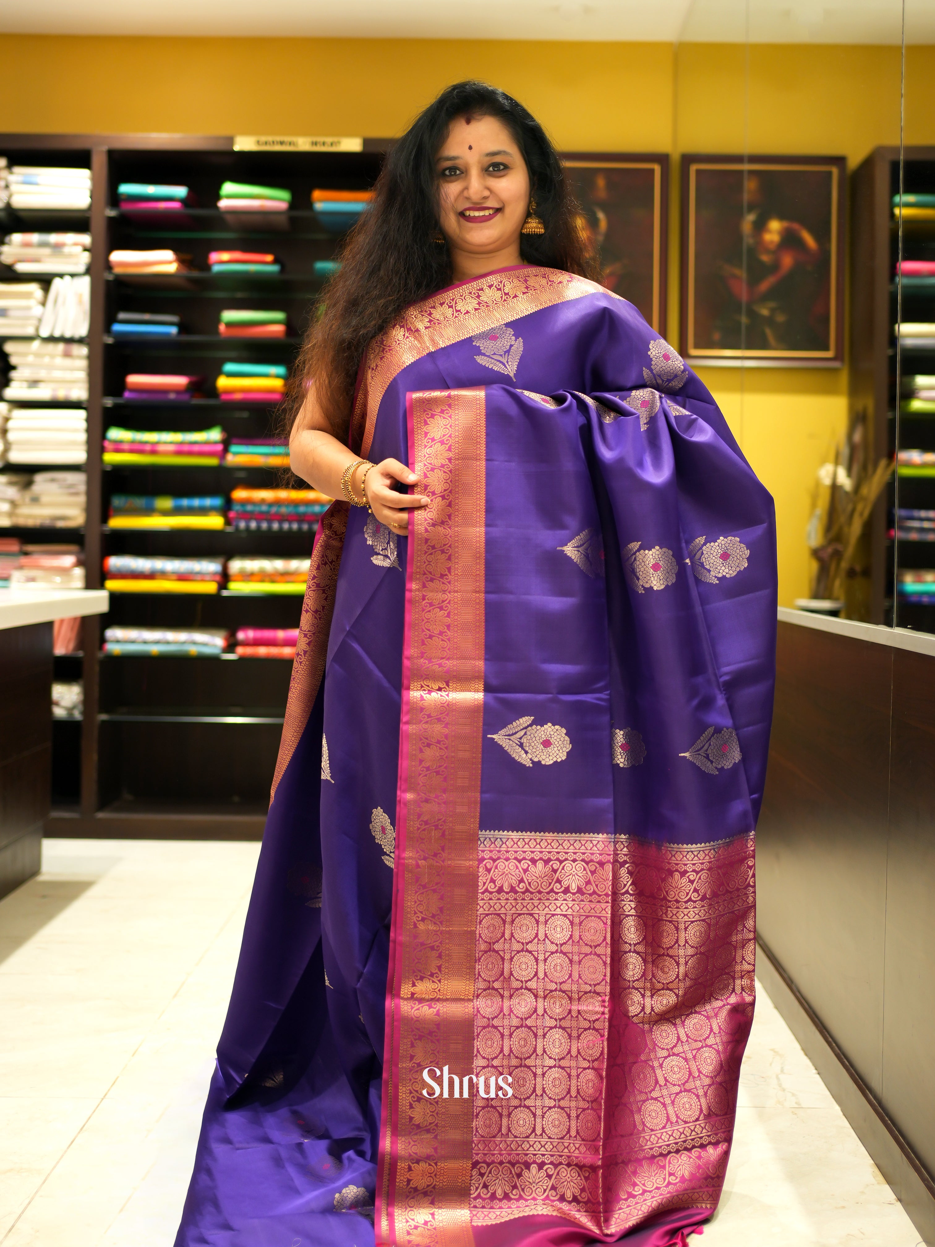 Violet & Purple - Soft Silk Saree