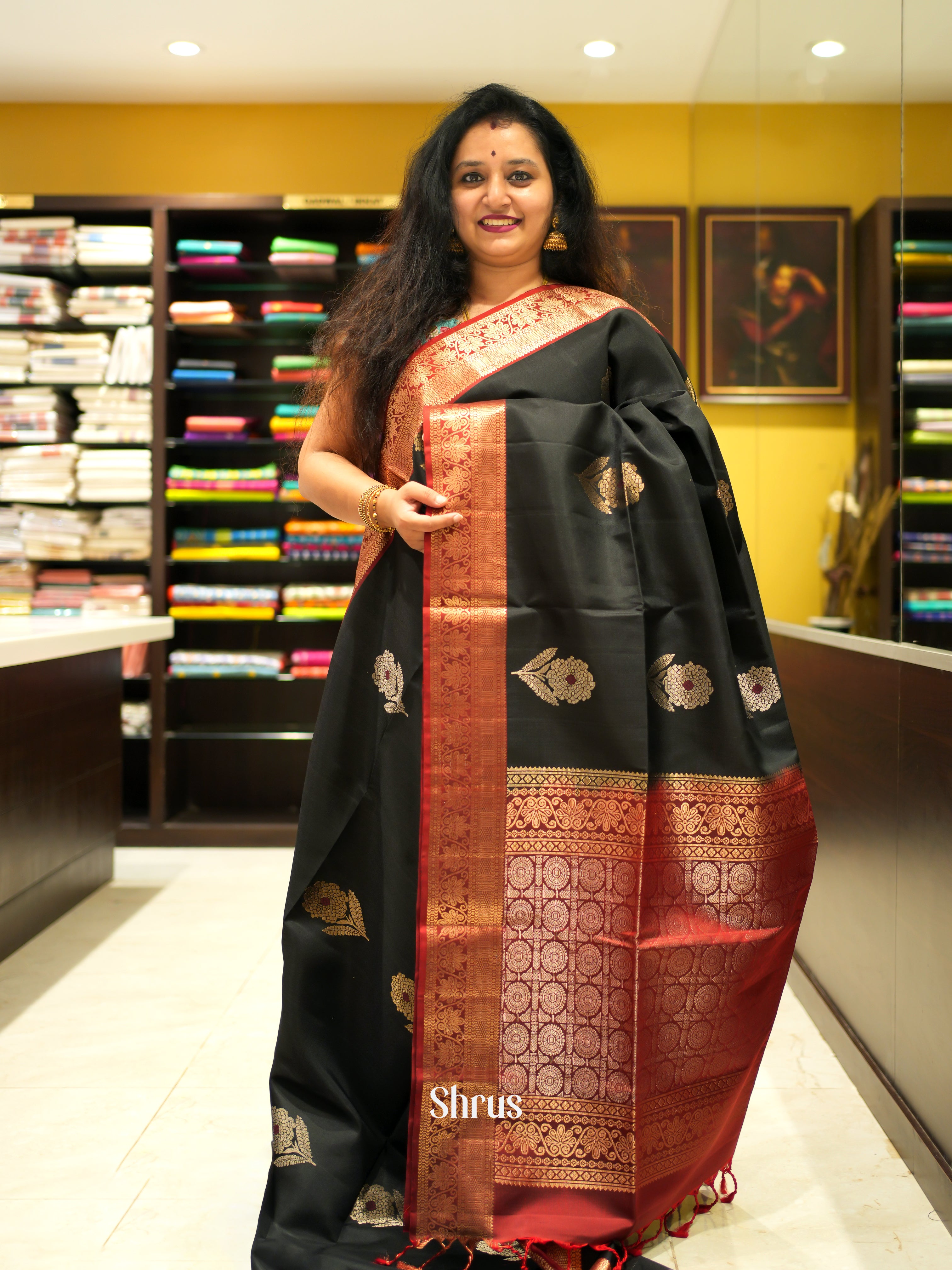 Black & Red - Soft Silk Saree