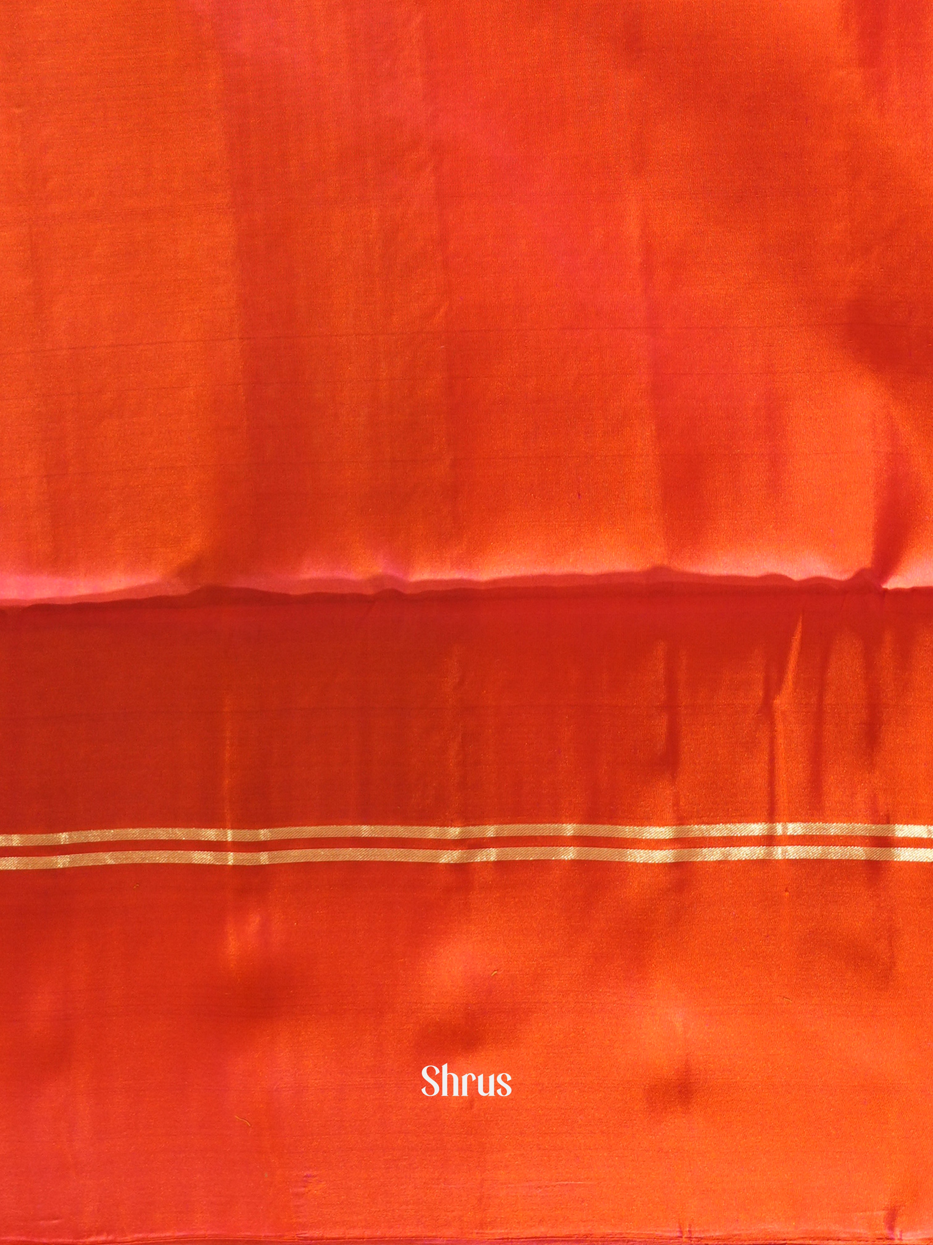 Grey & Orange - Soft Silk Saree