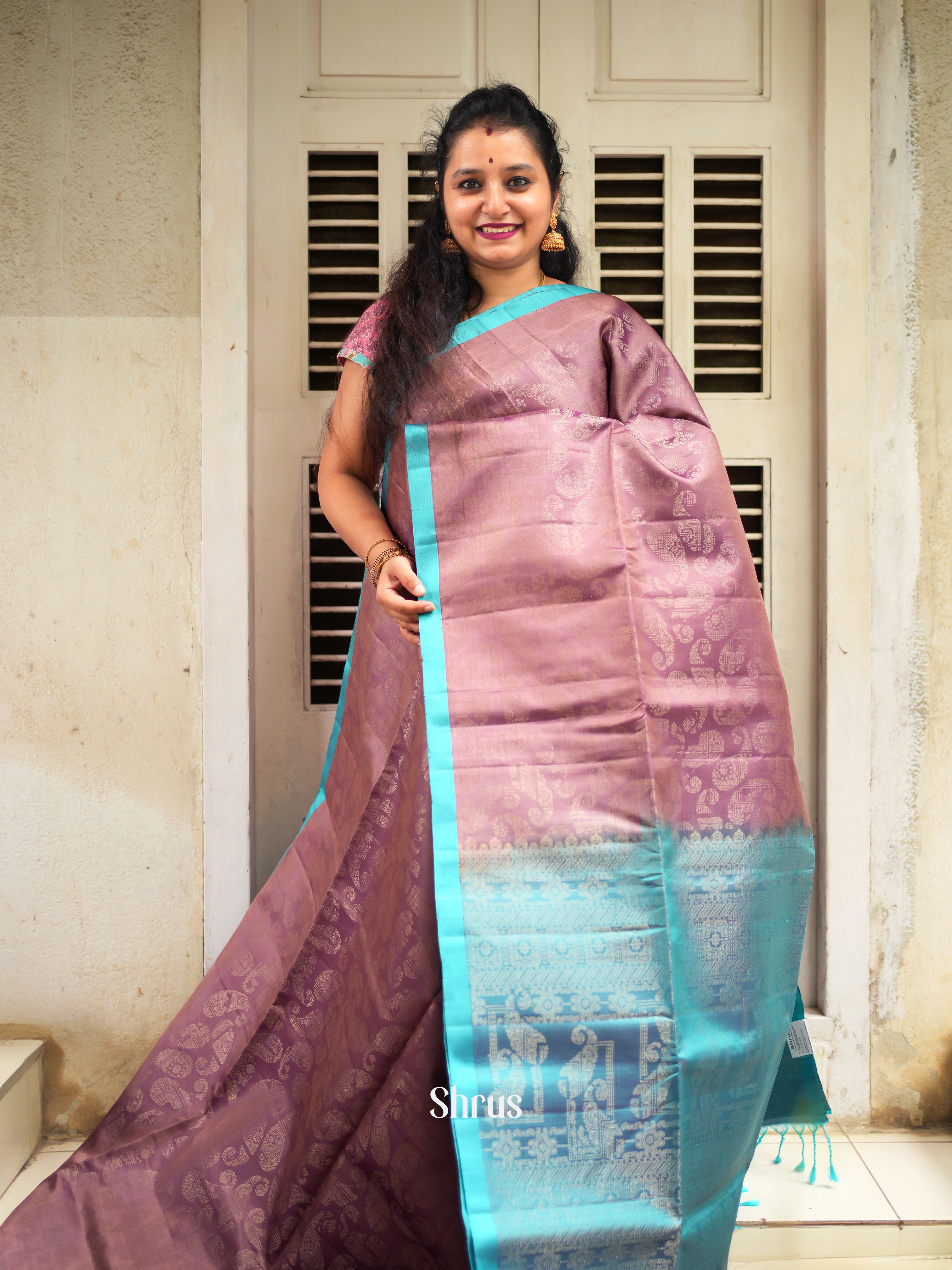 Onion Pink & Teal - Soft Silk Saree