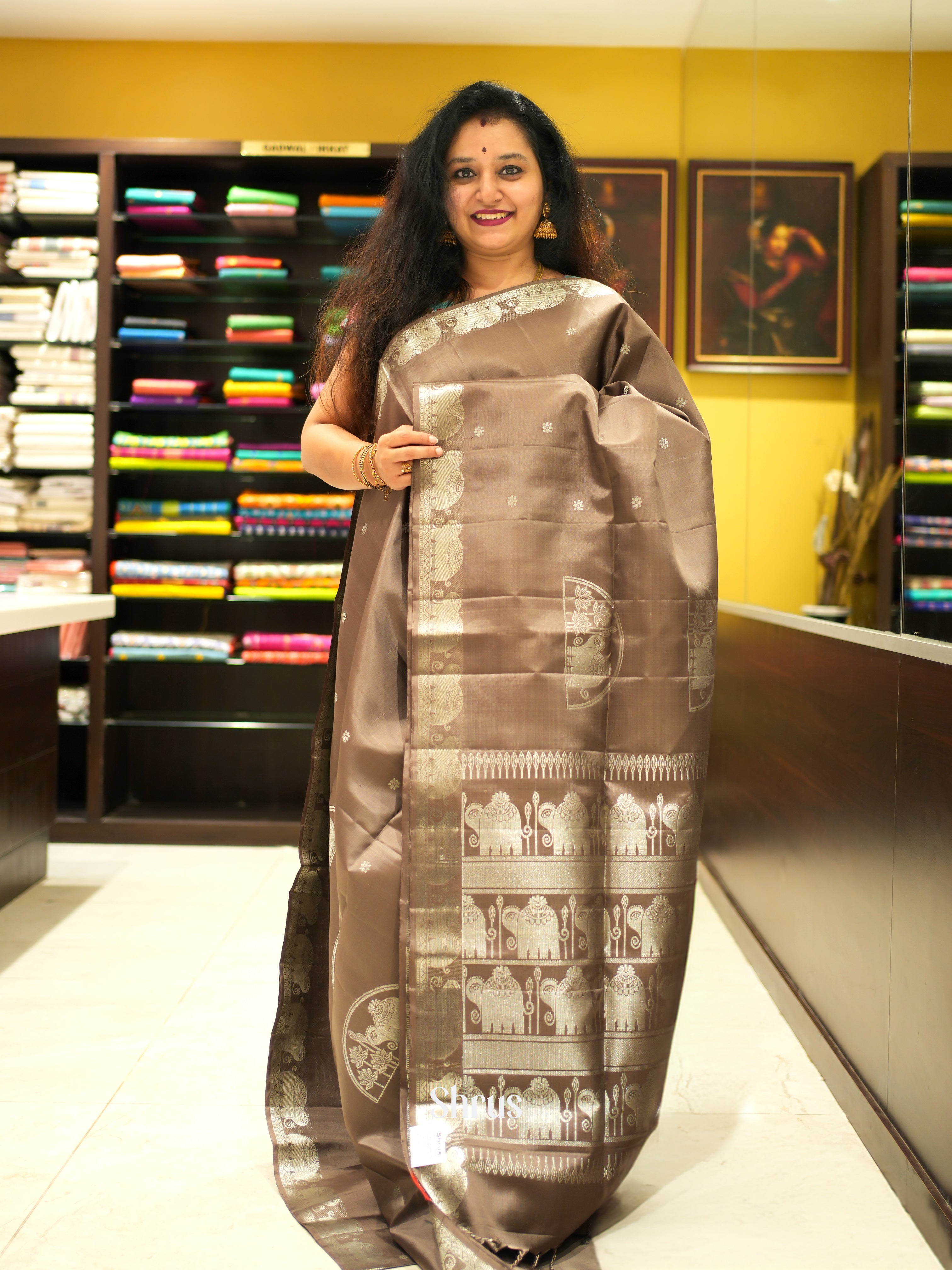 Dusty Brown(Single Tone)- Soft Silk Saree