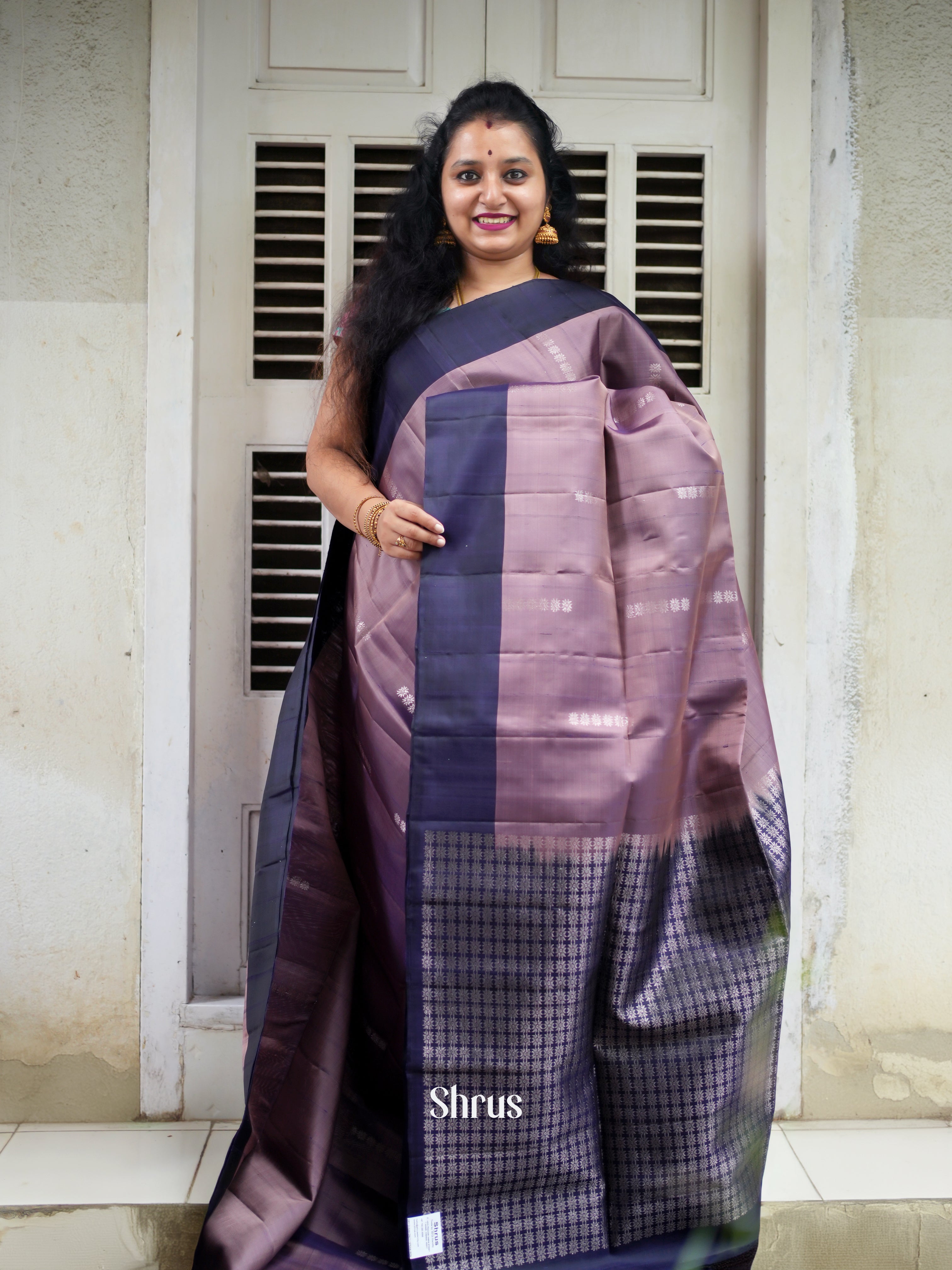 Purple & Blue - Soft Silk Saree