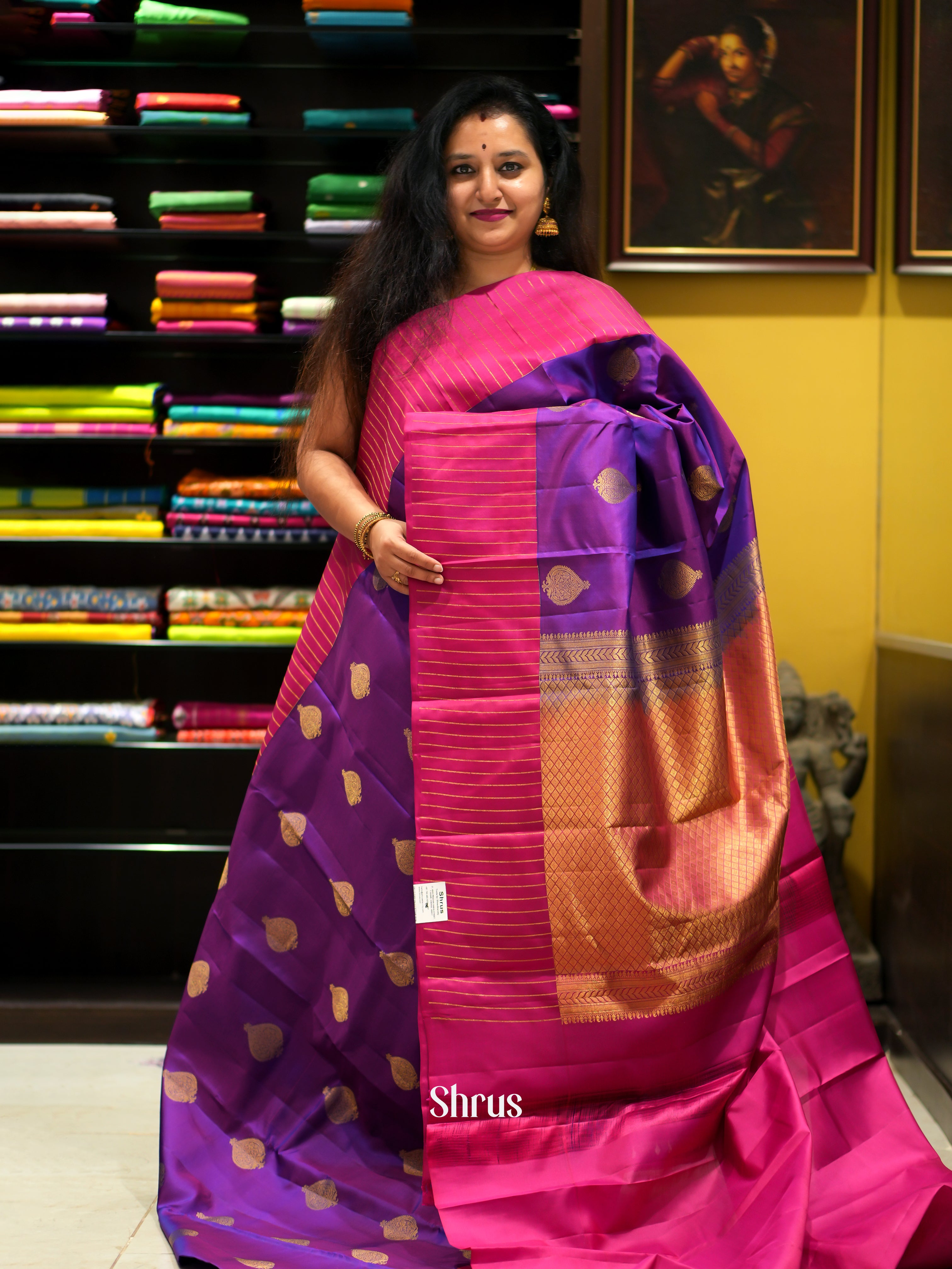 Purple & Maroon - Kanchipuram silk Saree