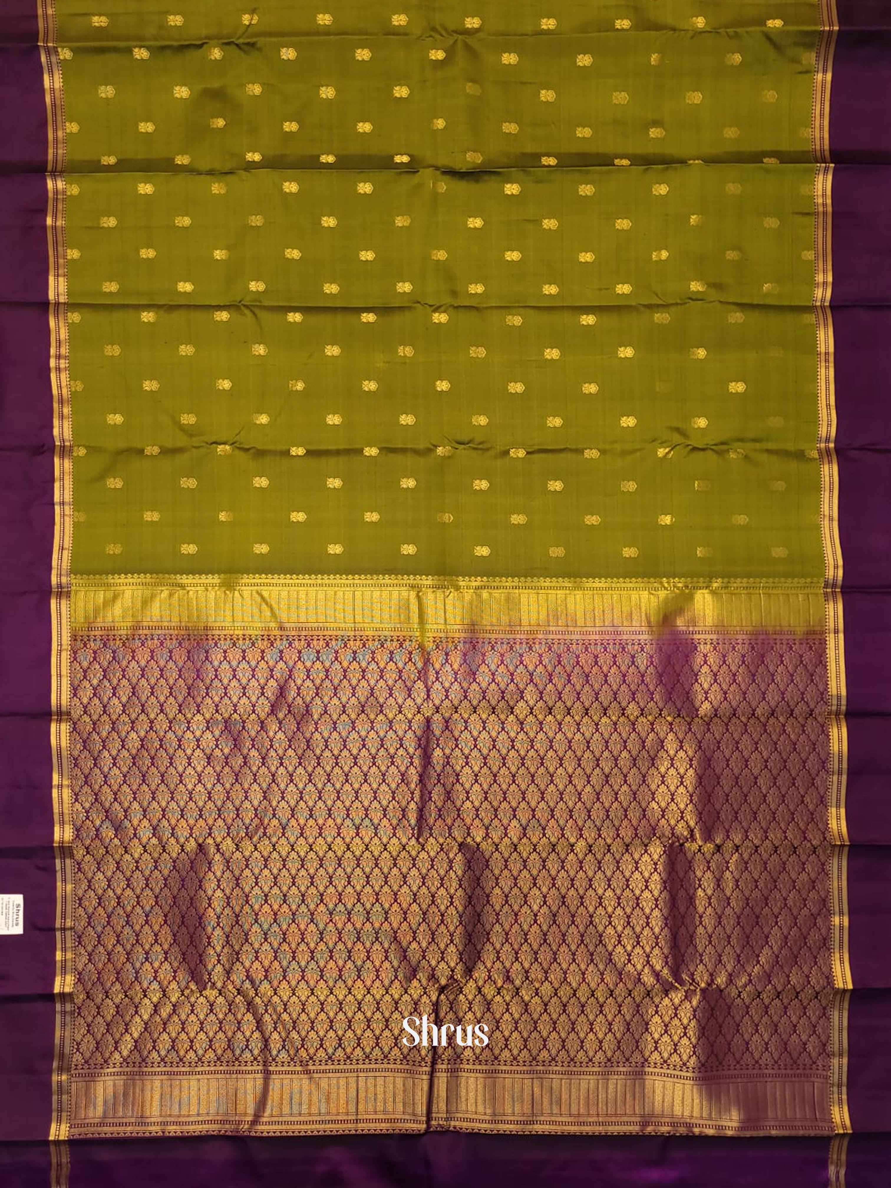 Green & Wine - Kanchipuram silk  Saree