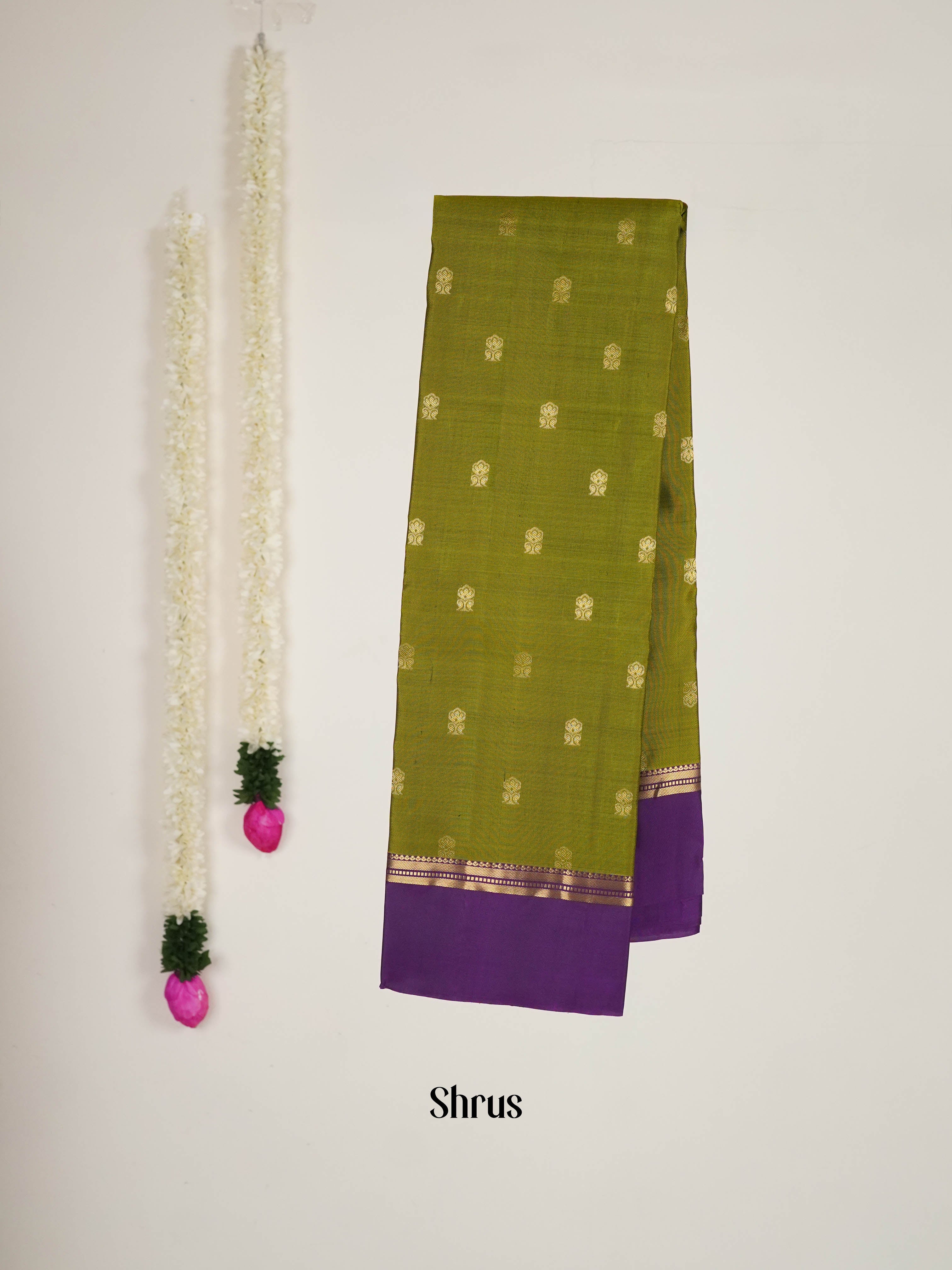 Green & Wine - Kanchipuram silk  Saree