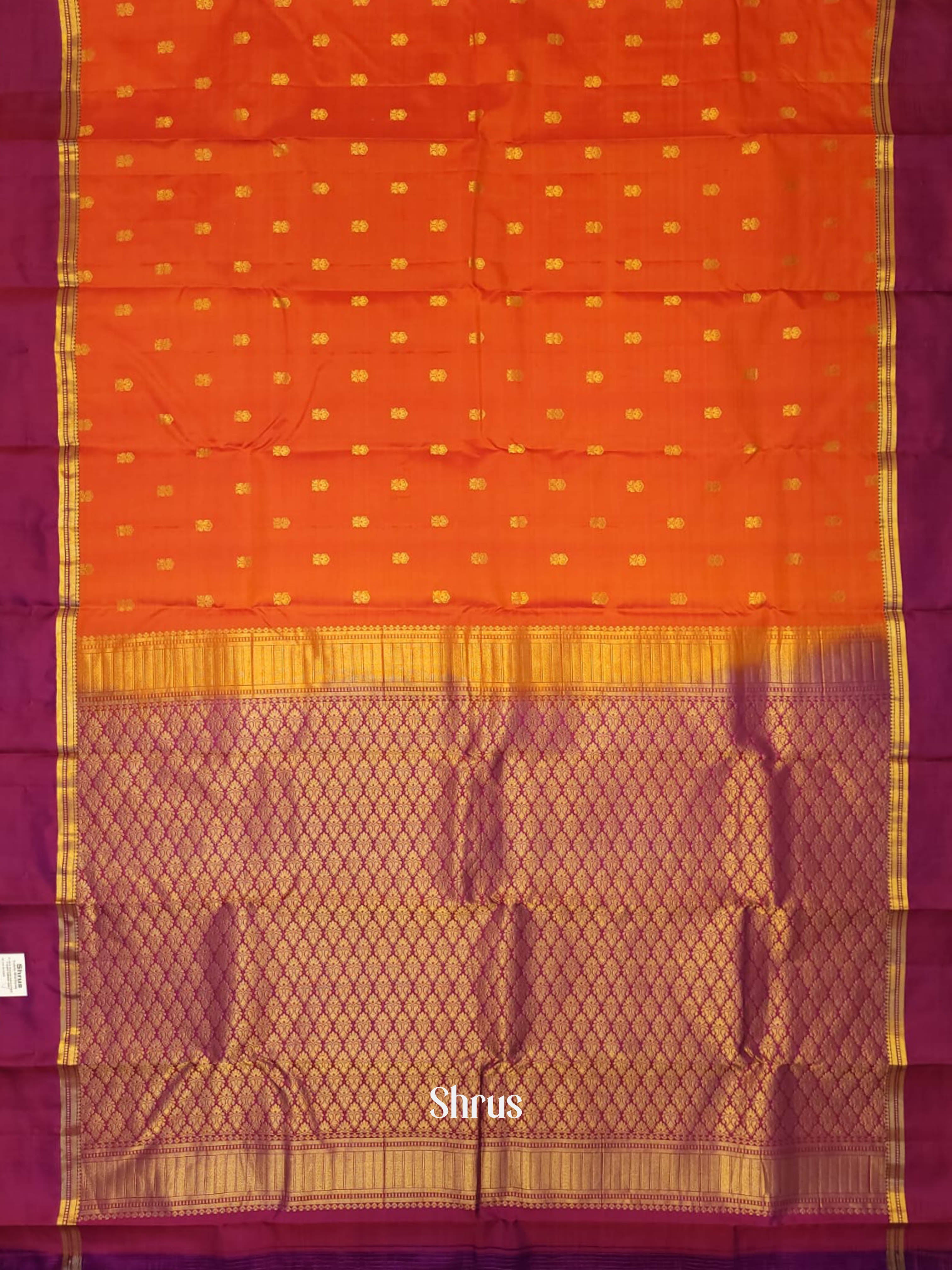 Orange & Pink - Kanchipuram silk Saree