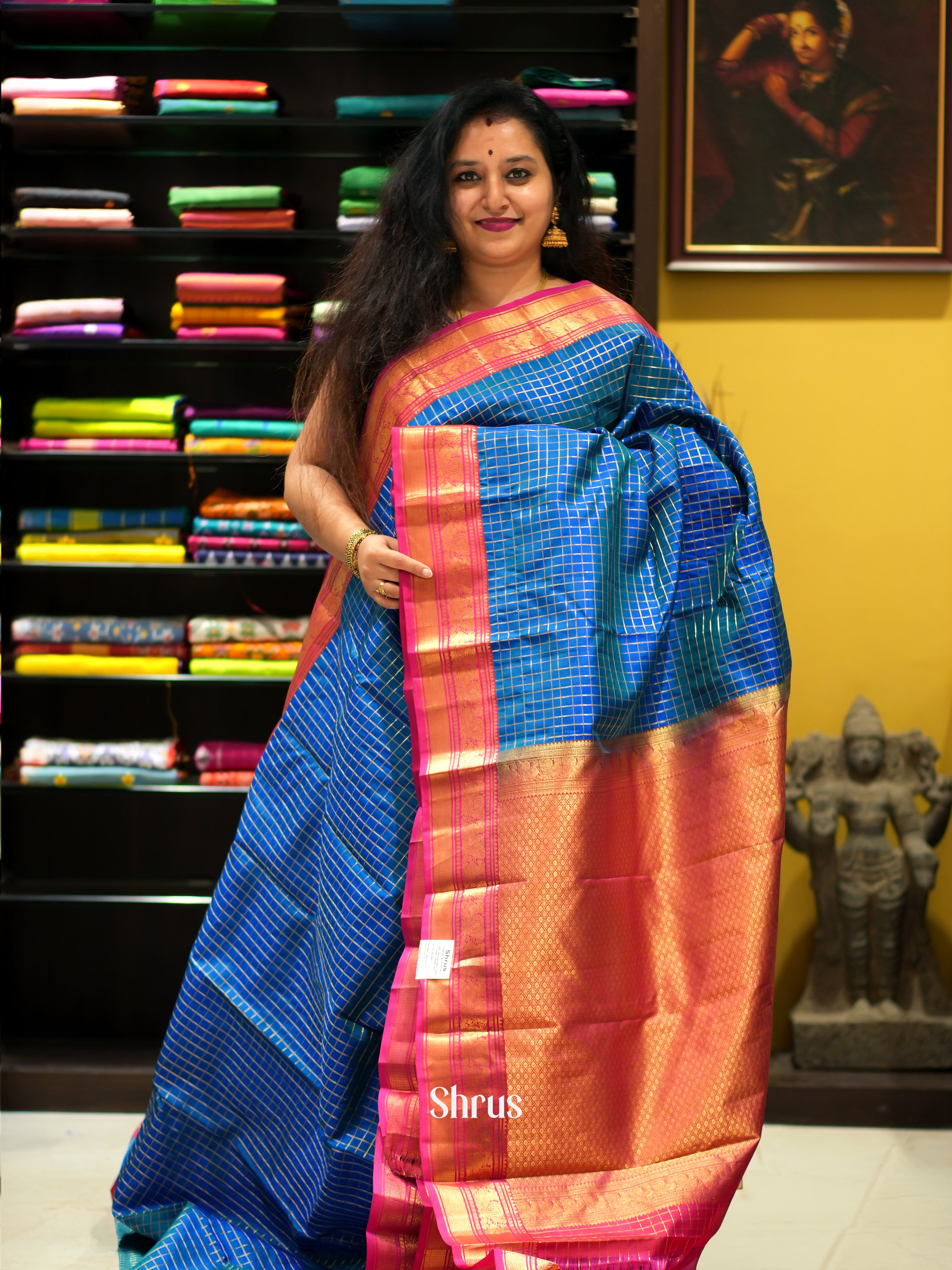 Blue & Maroon - Kanchipuram silk Saree