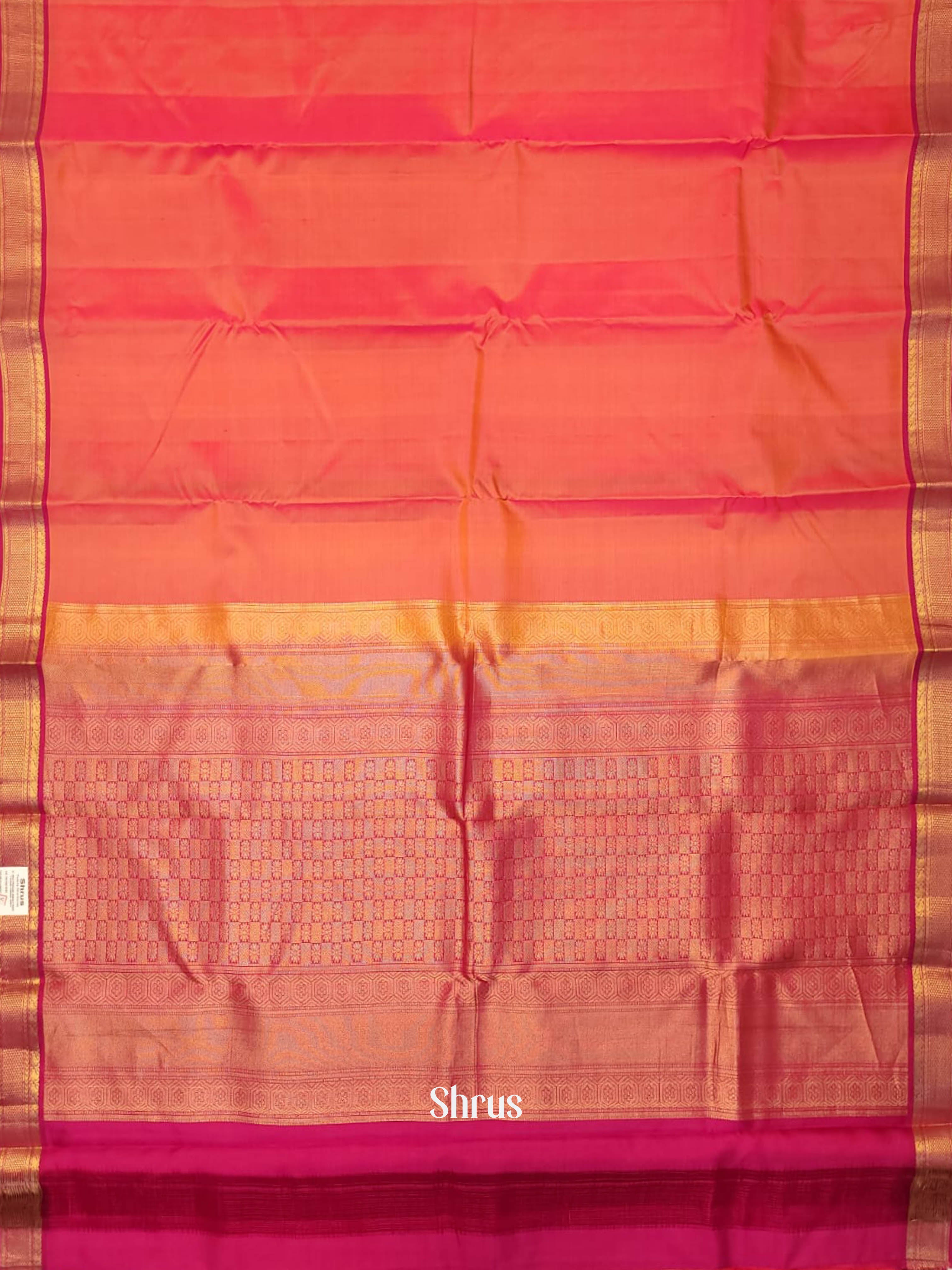 Peachish Pink & Pink - Kanchipuram silk Saree