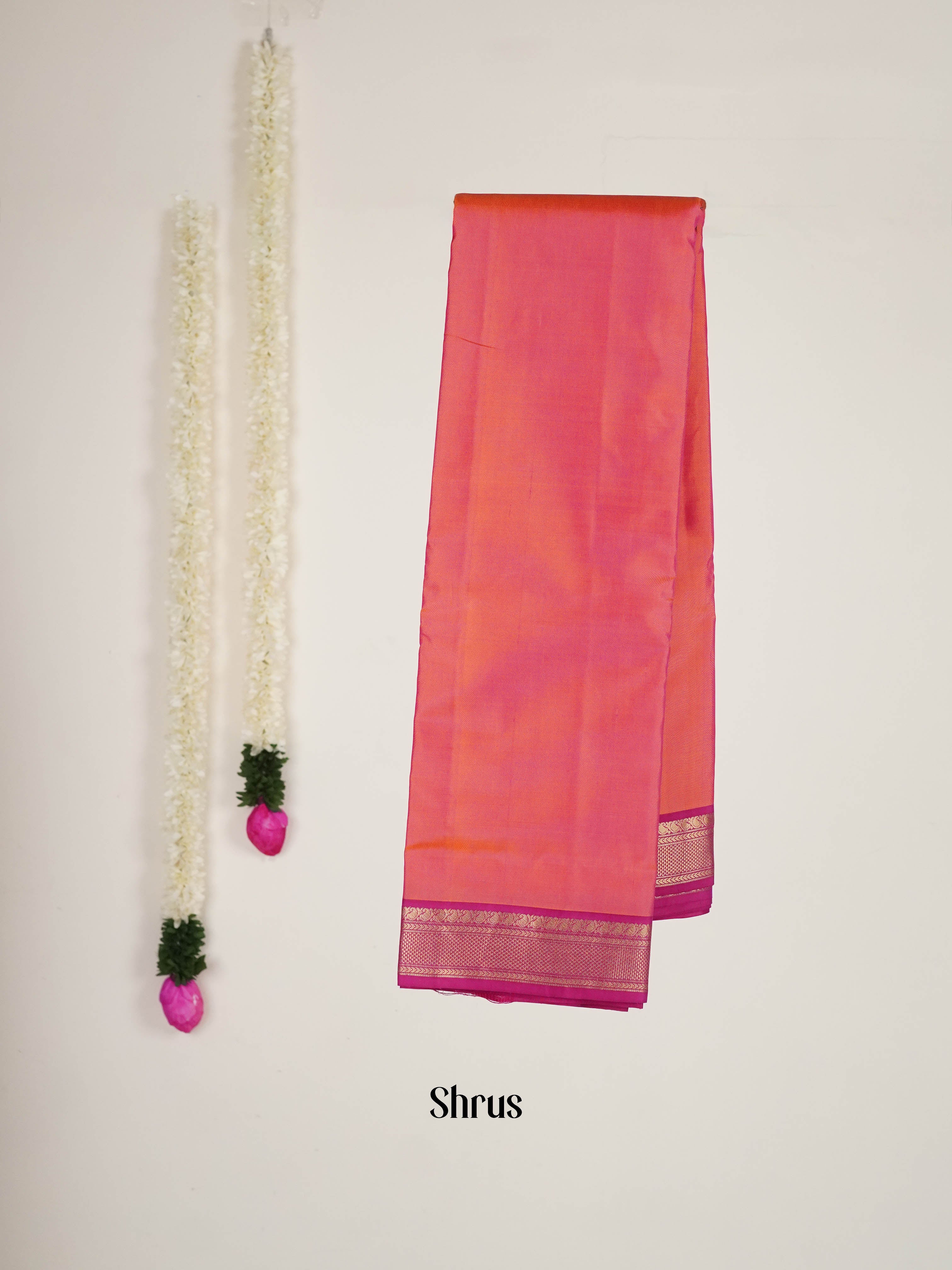 Peachish Pink & Pink - Kanchipuram silk Saree