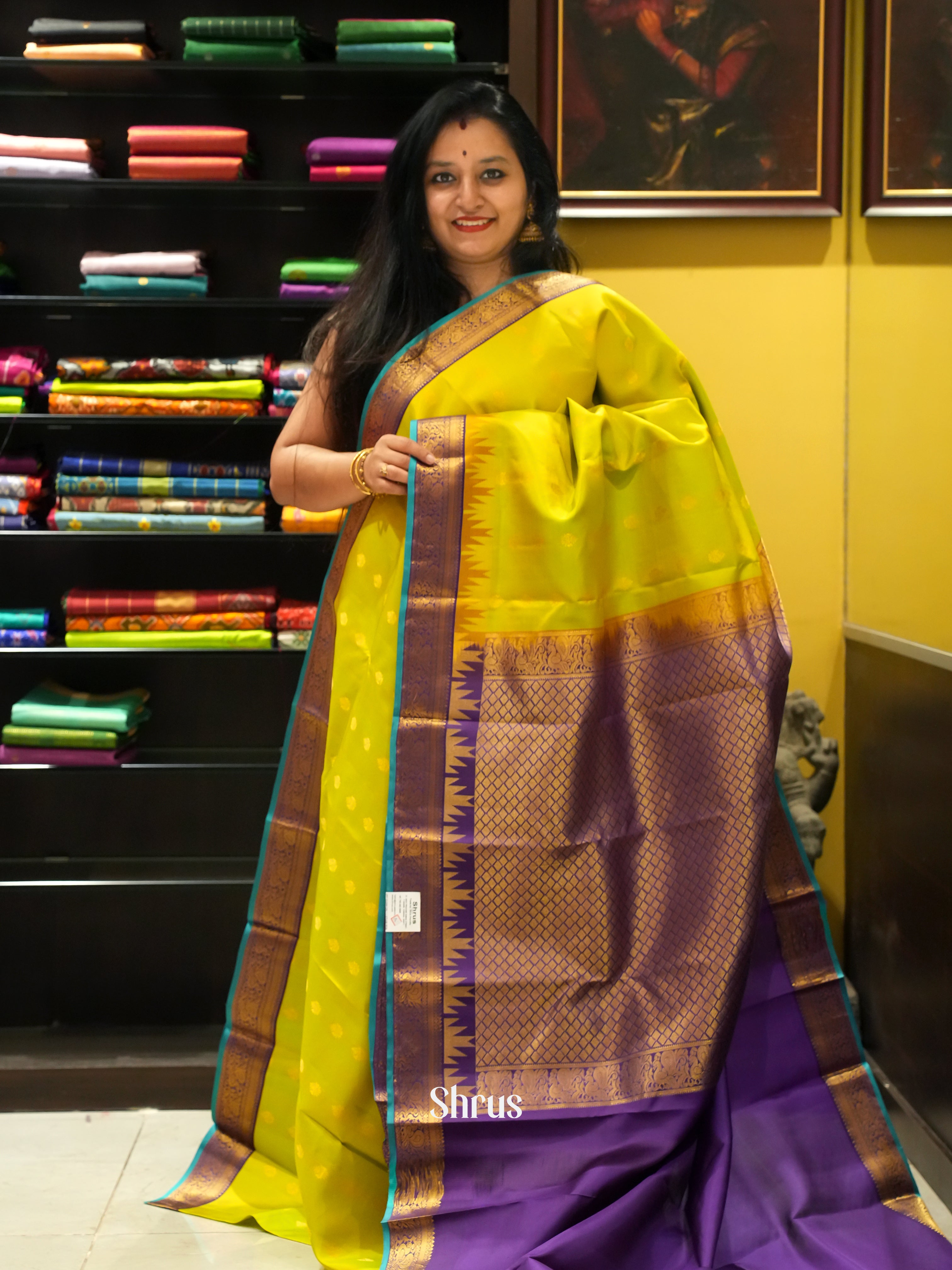 Green & Violet - Kanchipuram silk Saree