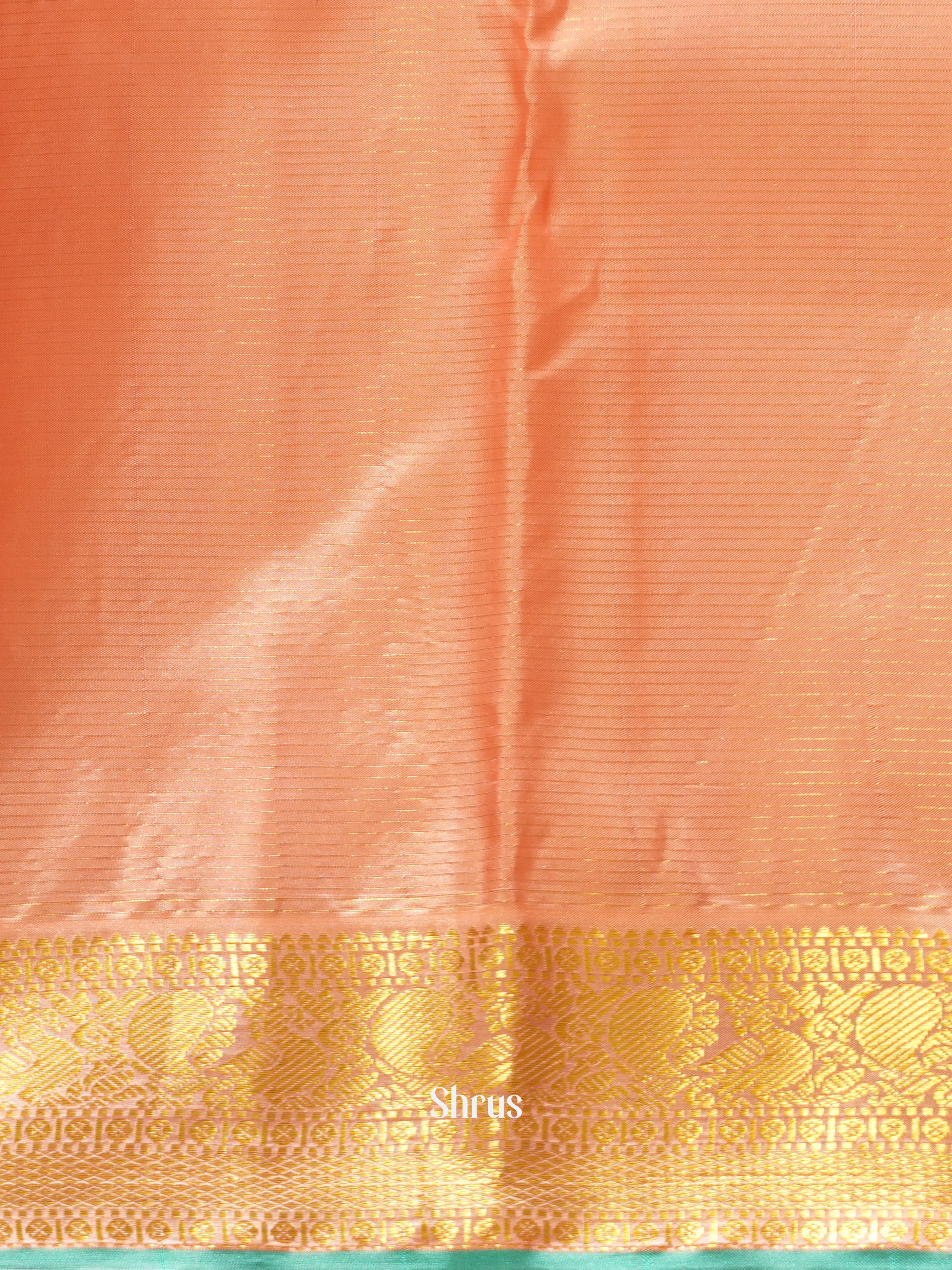 Teal Green & Peach - Kanchipuram silk Saree