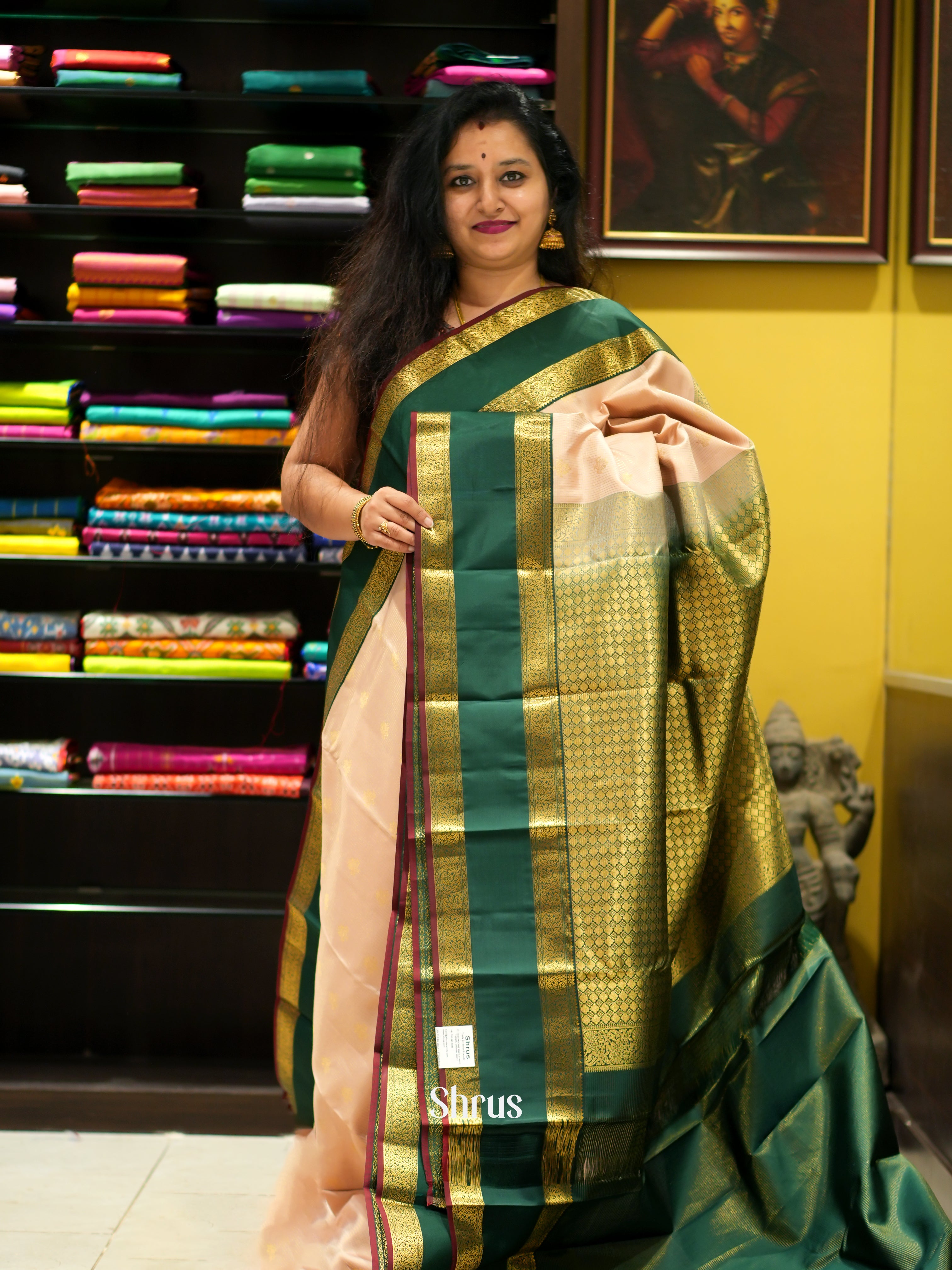 Dusty Pink & Green - Kanchipuram silk Saree