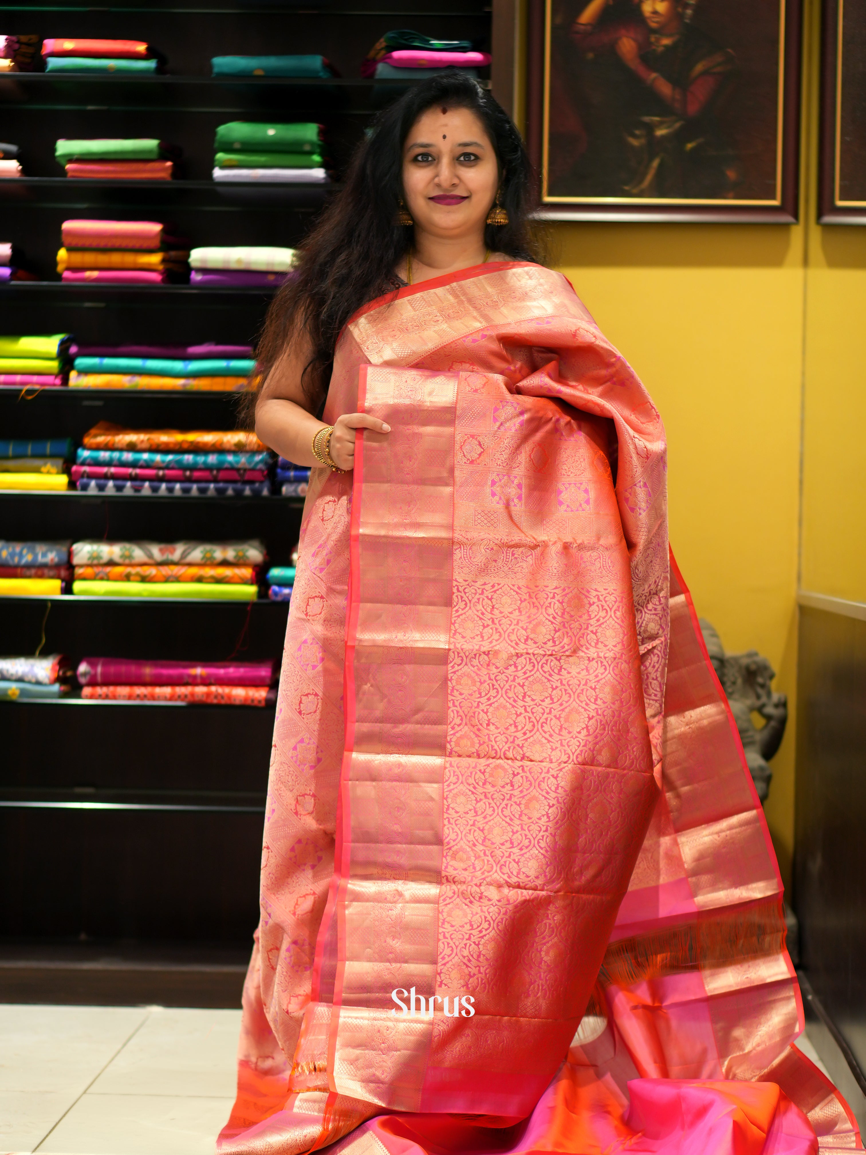 Pink(Single Tone) - Kanchipuram silk Saree