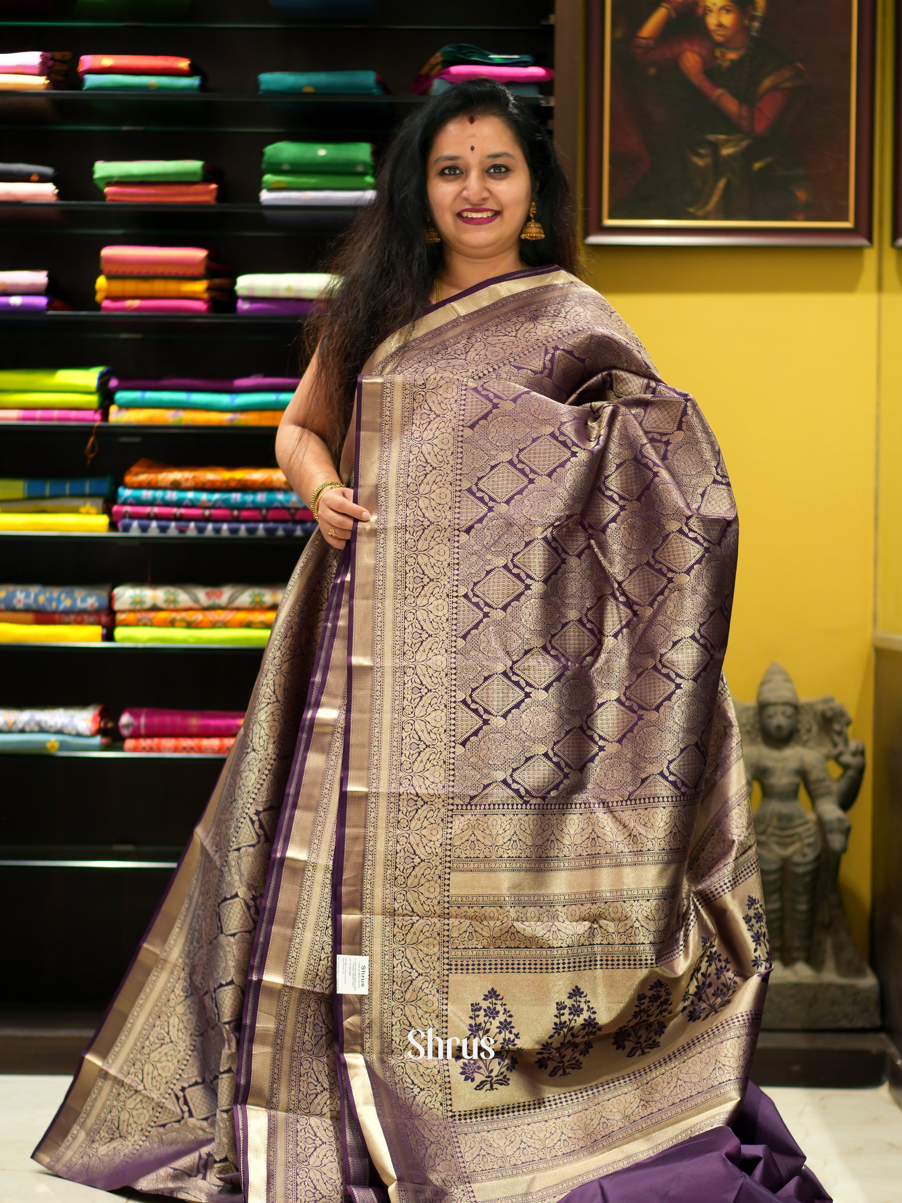 Violet(Single Tone) - Kanchipuram silk Saree