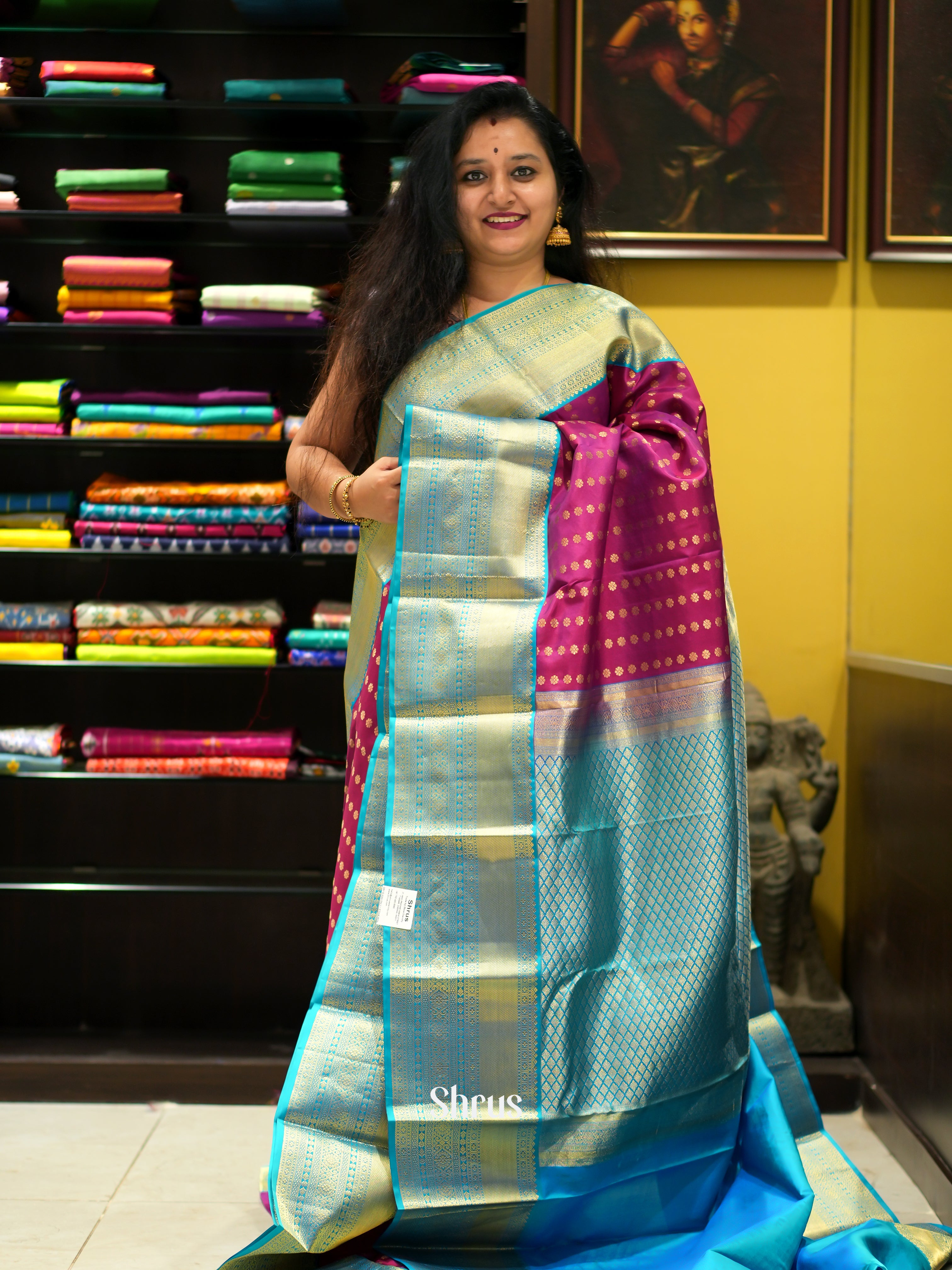 Purple & Blue - Kanchipuram silk Saree