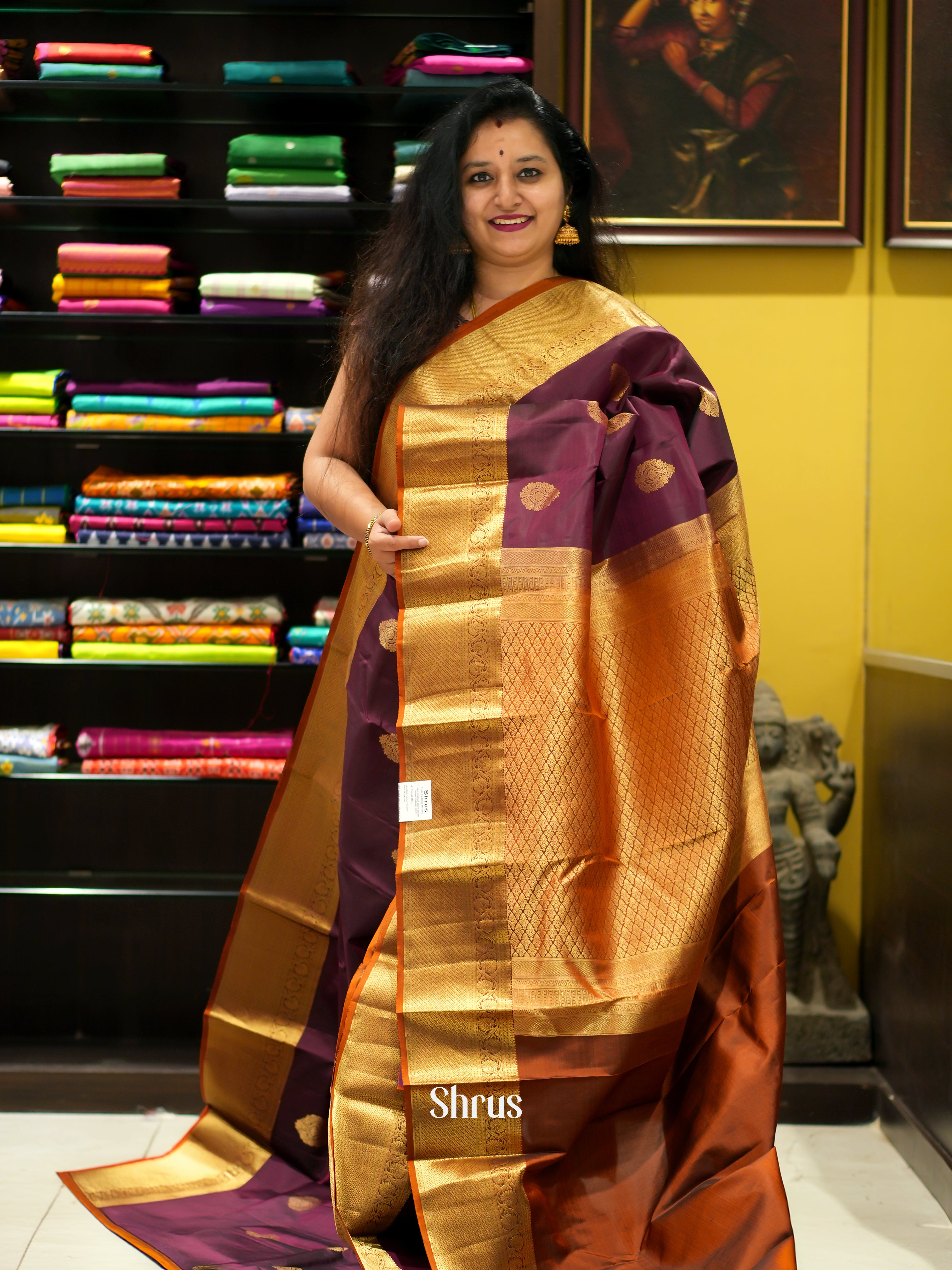 Purple & Brown - Kanchipuram silk Saree